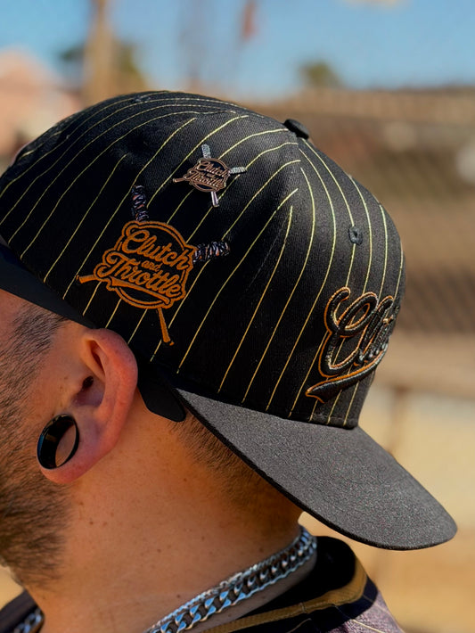 The OG Slugger Pinstriped Snapback (Black/Gold)