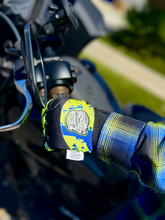 OG Crest Splatter Motorcycle Gloves (Yellow)