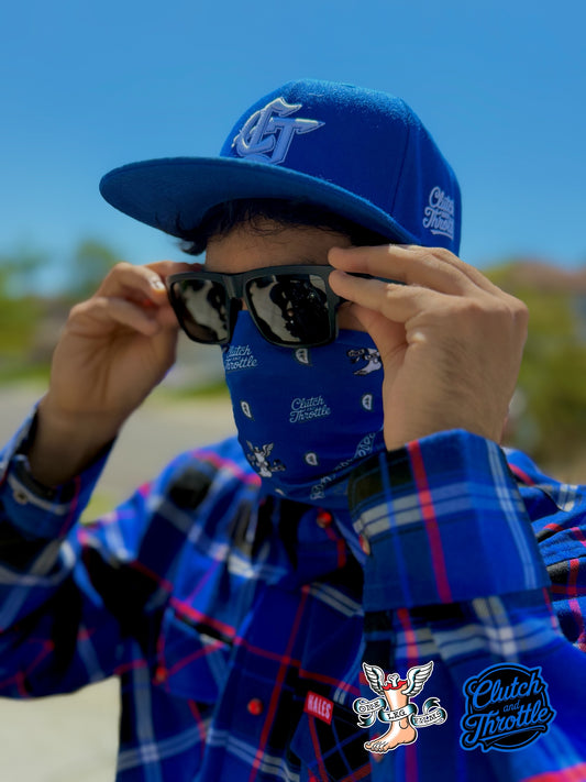 One Leg Films Paisley Neck Gaiter (Blue/Grey)