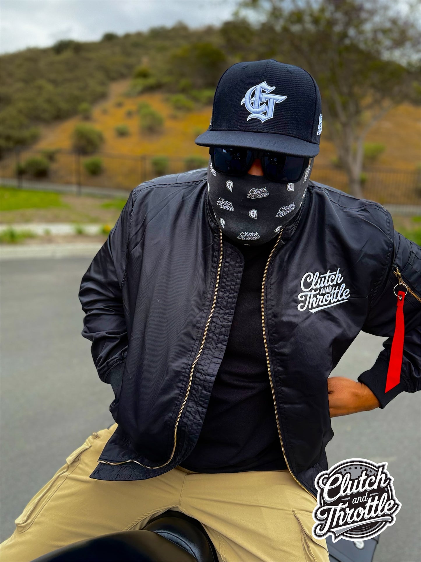 Classic Script MA-1 Bomber Jacket in black for riding motorcycles in style