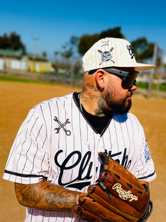 The OG Slugger Pinstriped Baseball Jersey (Off-White/Black)
