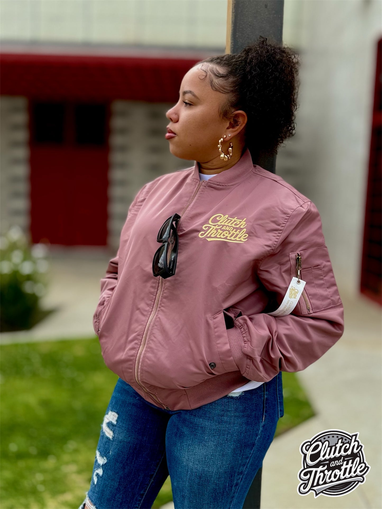 Classic Script MA-1 Bomber Jacket (Mauve)