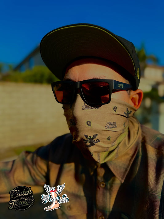 One Leg Films Paisley Neck Gaiter (Camel/OD Green)