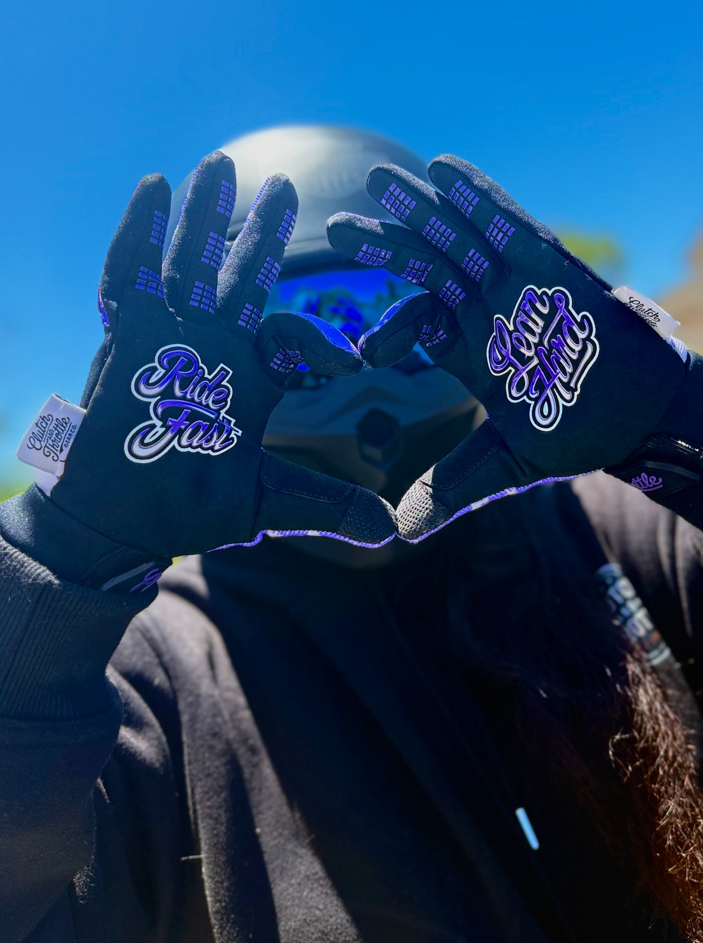 OG Crest Splatter Motorcycle Gloves (Purple)