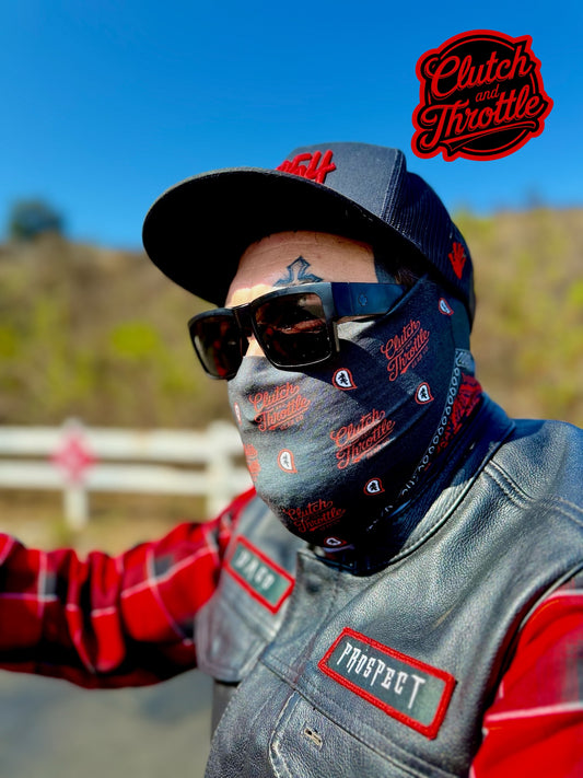 Classic Script Paisley Neck Gaiter (Black/ Red)