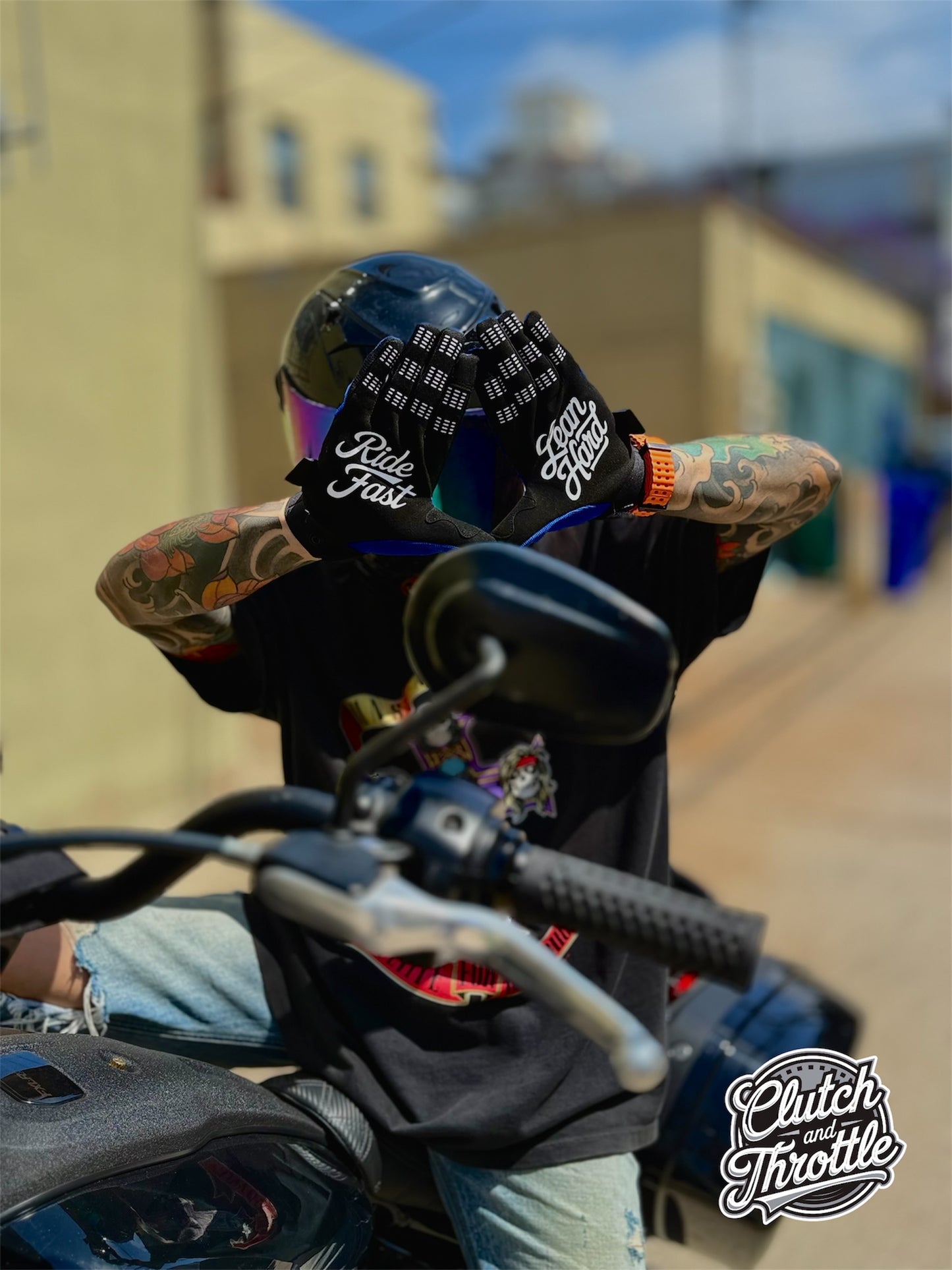 OG Crest Motorcycle Gloves (Blue)