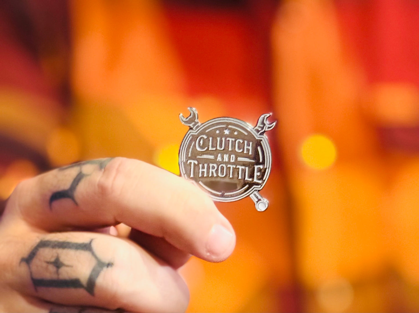 Clutch and Throttle Wrench Crest limited edition enamel pin