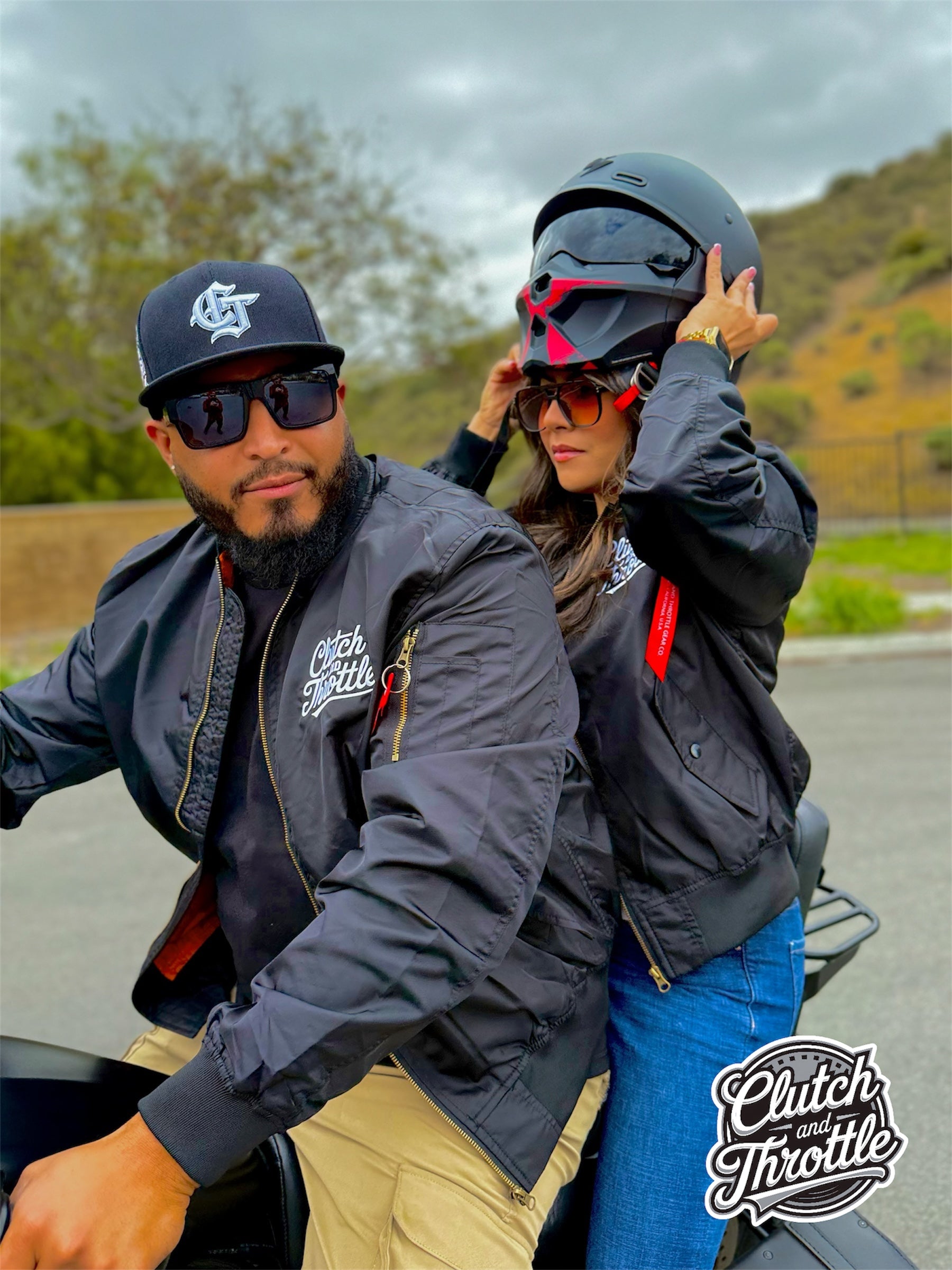 Classic Script MA-1 Bomber Jacket in black for riding motorcycles in style