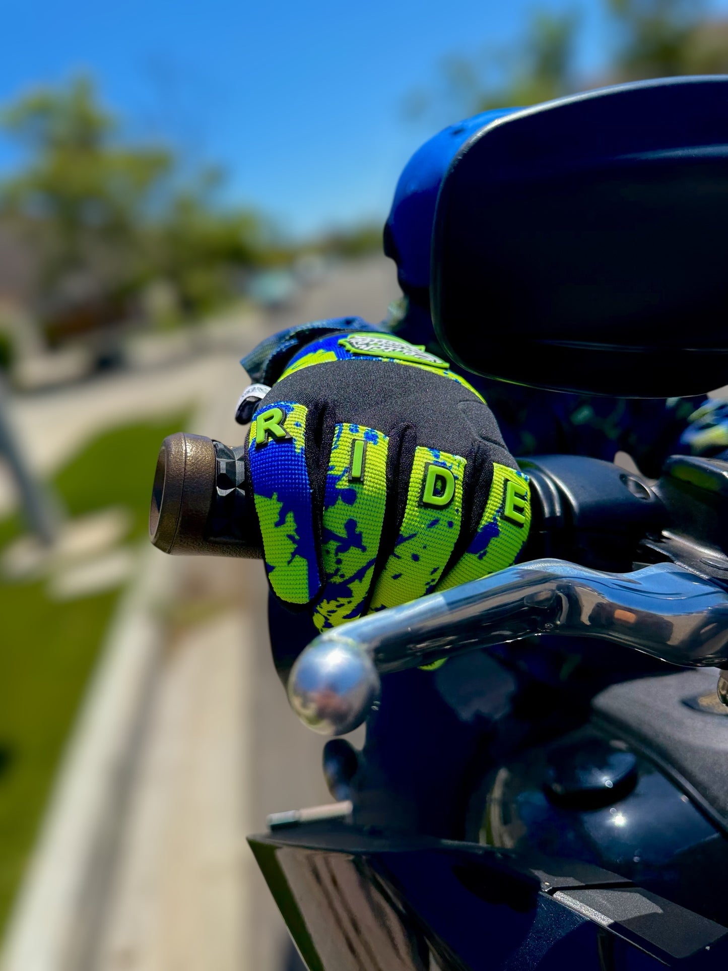 OG Crest Splatter Motorcycle Gloves (Yellow)