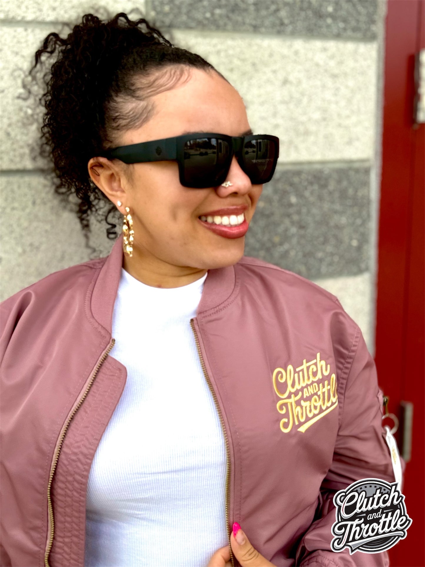 Classic Script MA-1 Bomber Jacket (Mauve)