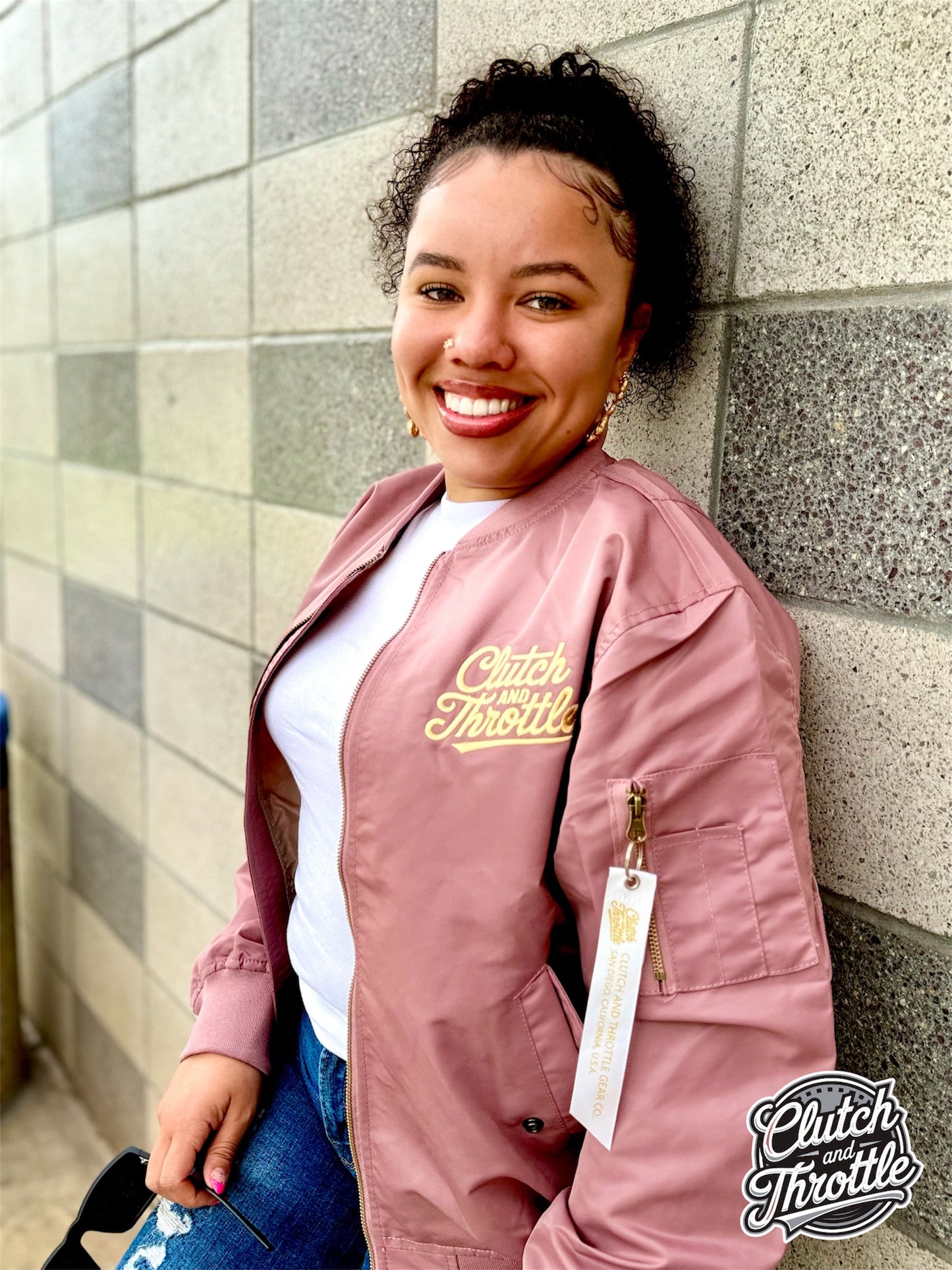 Classic Script MA-1 Bomber Jacket (Mauve)