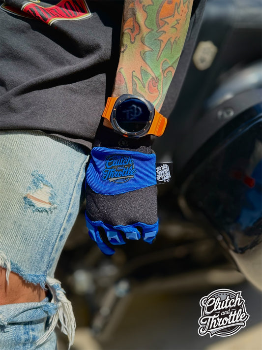 OG Crest Motorcycle Gloves (Blue)