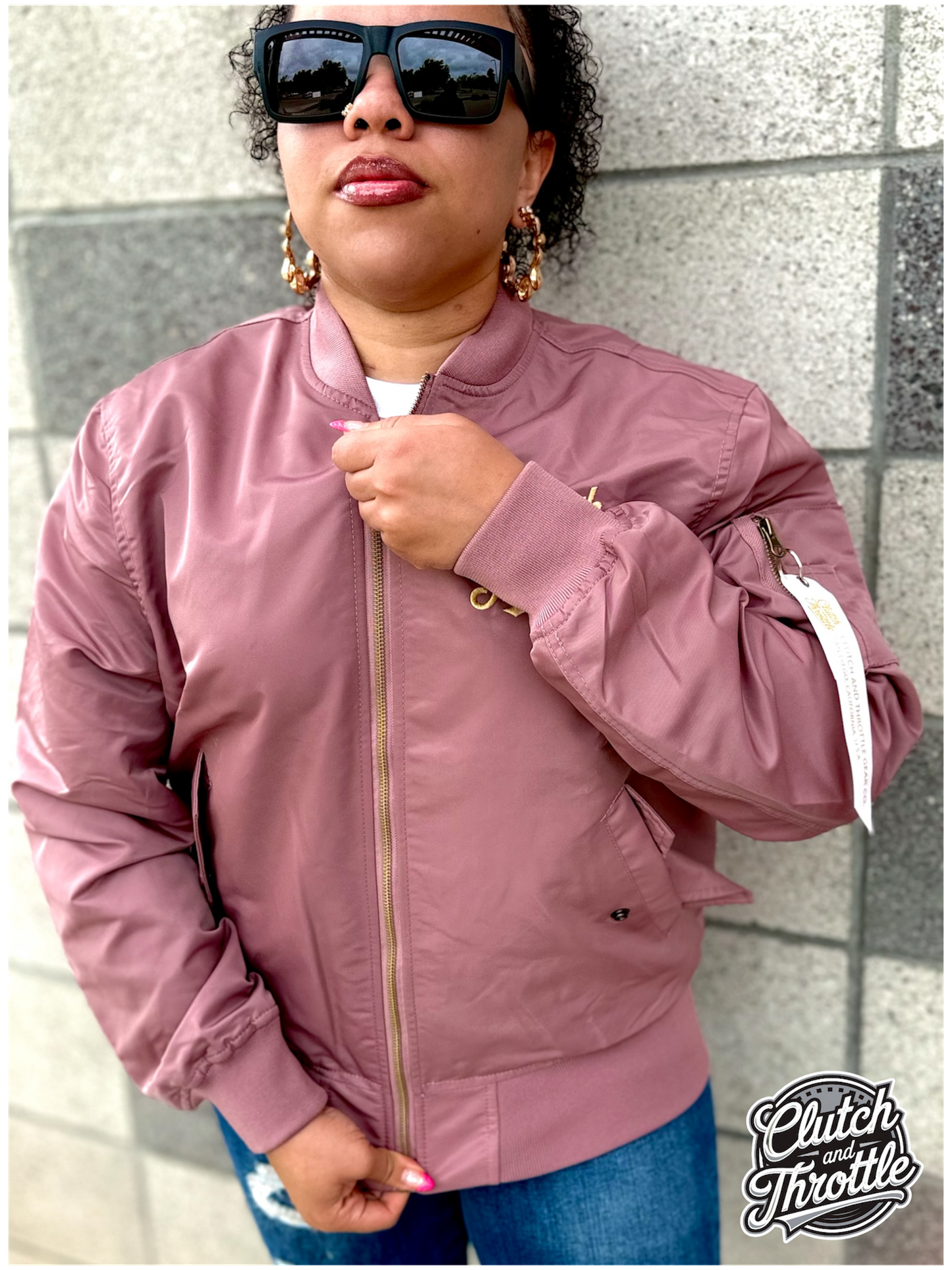 Classic Script MA-1 Bomber Jacket (Mauve)