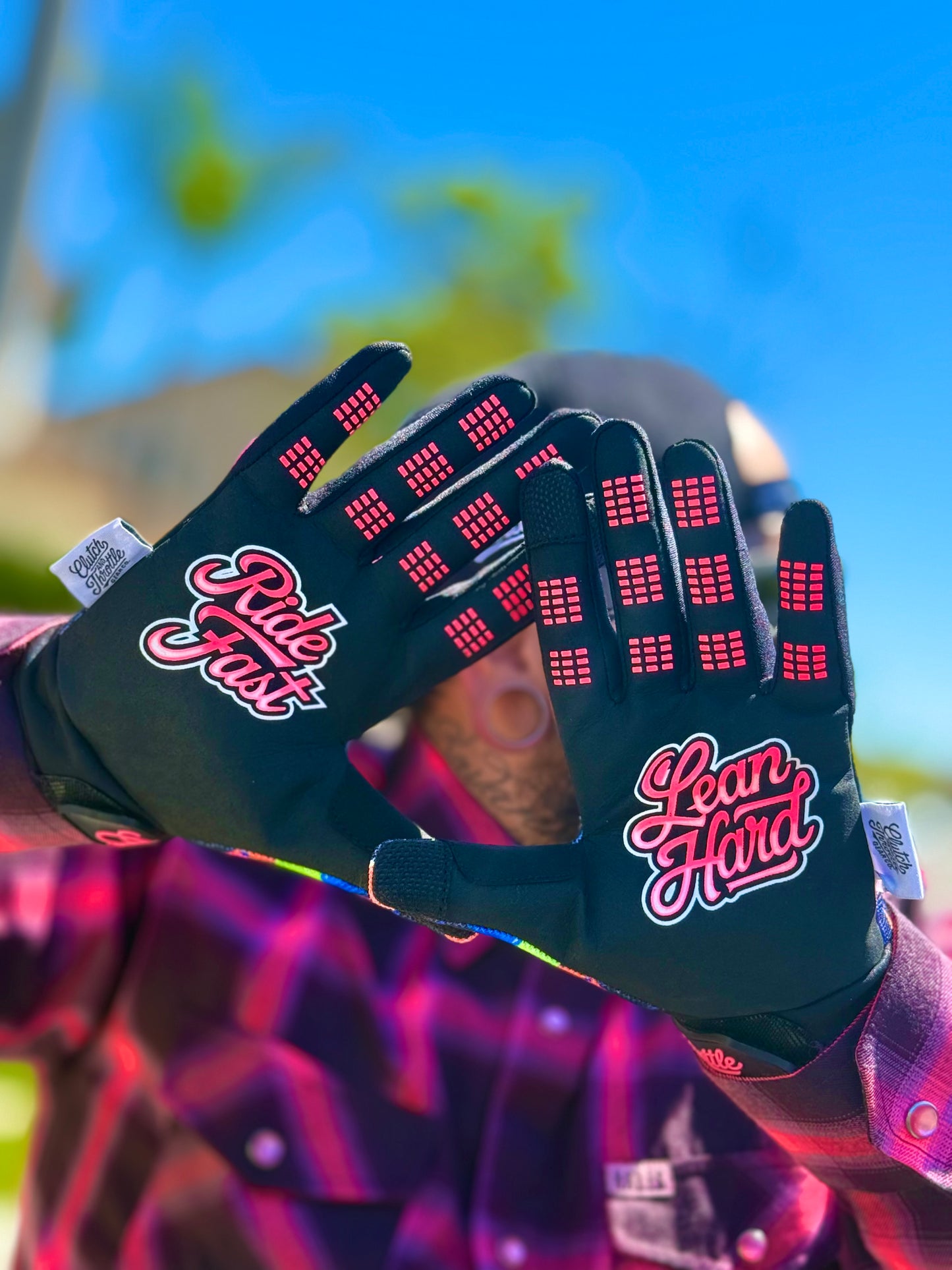 OG Crest Splatter Motorcycle Gloves (Pink)
