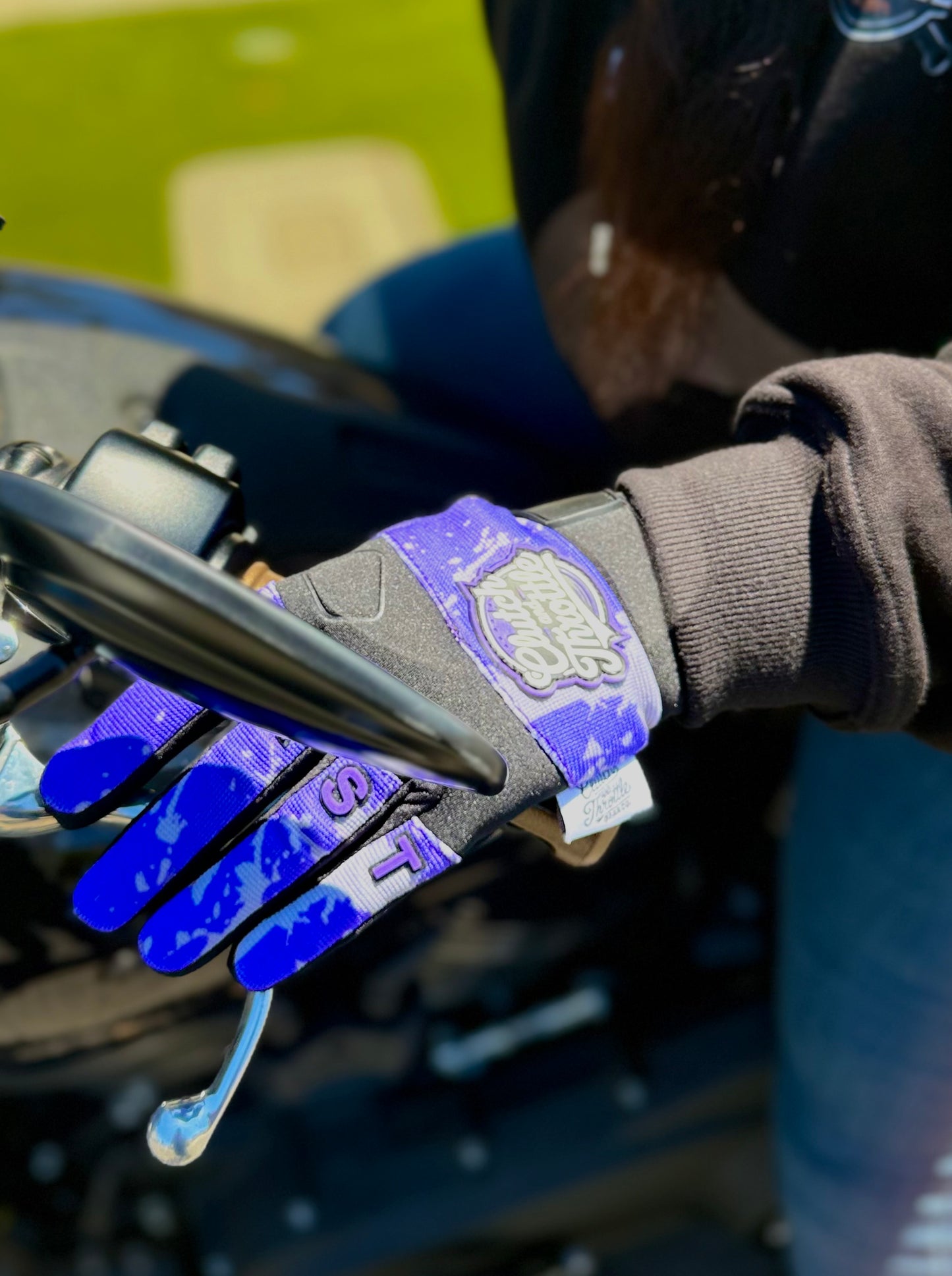 OG Crest Splatter Motorcycle Gloves (Purple)