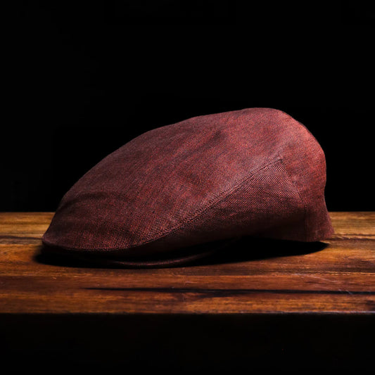 Halefire Orange Herringbone Flat Cap