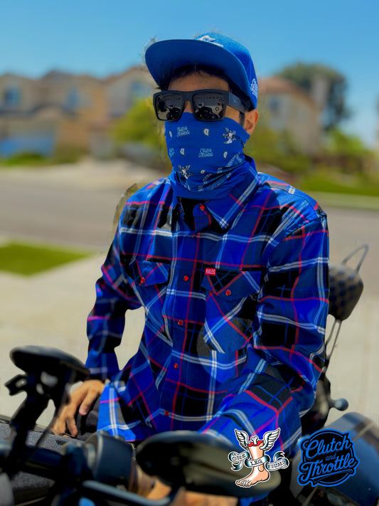 One Leg Films Paisley Neck Gaiter (Blue/Grey)