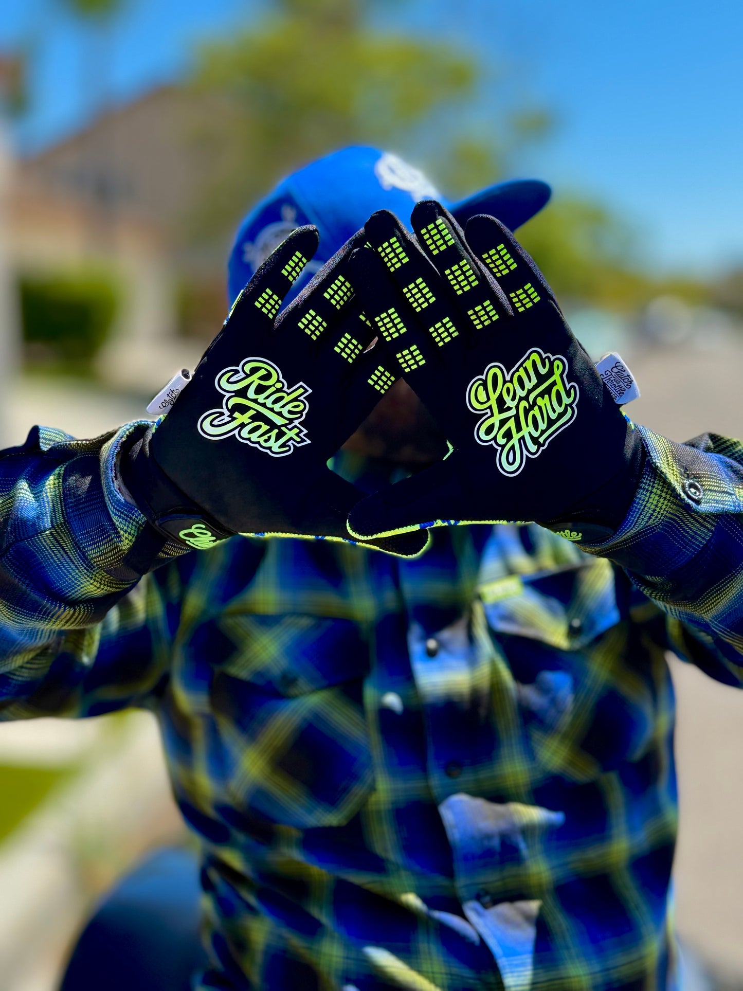 OG Crest Splatter Motorcycle Gloves (Yellow)