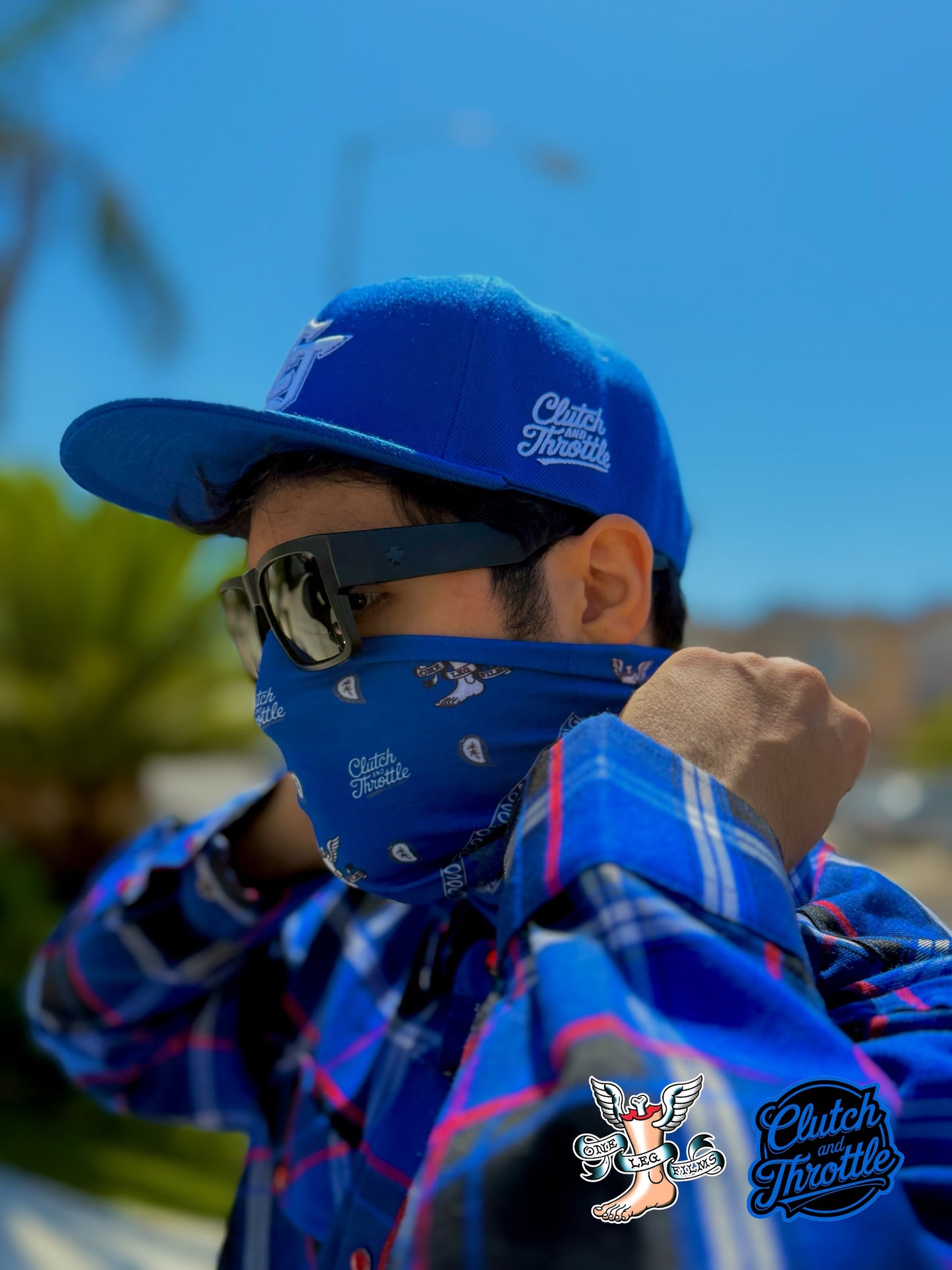 One Leg Films Paisley Neck Gaiter (Blue/Grey)