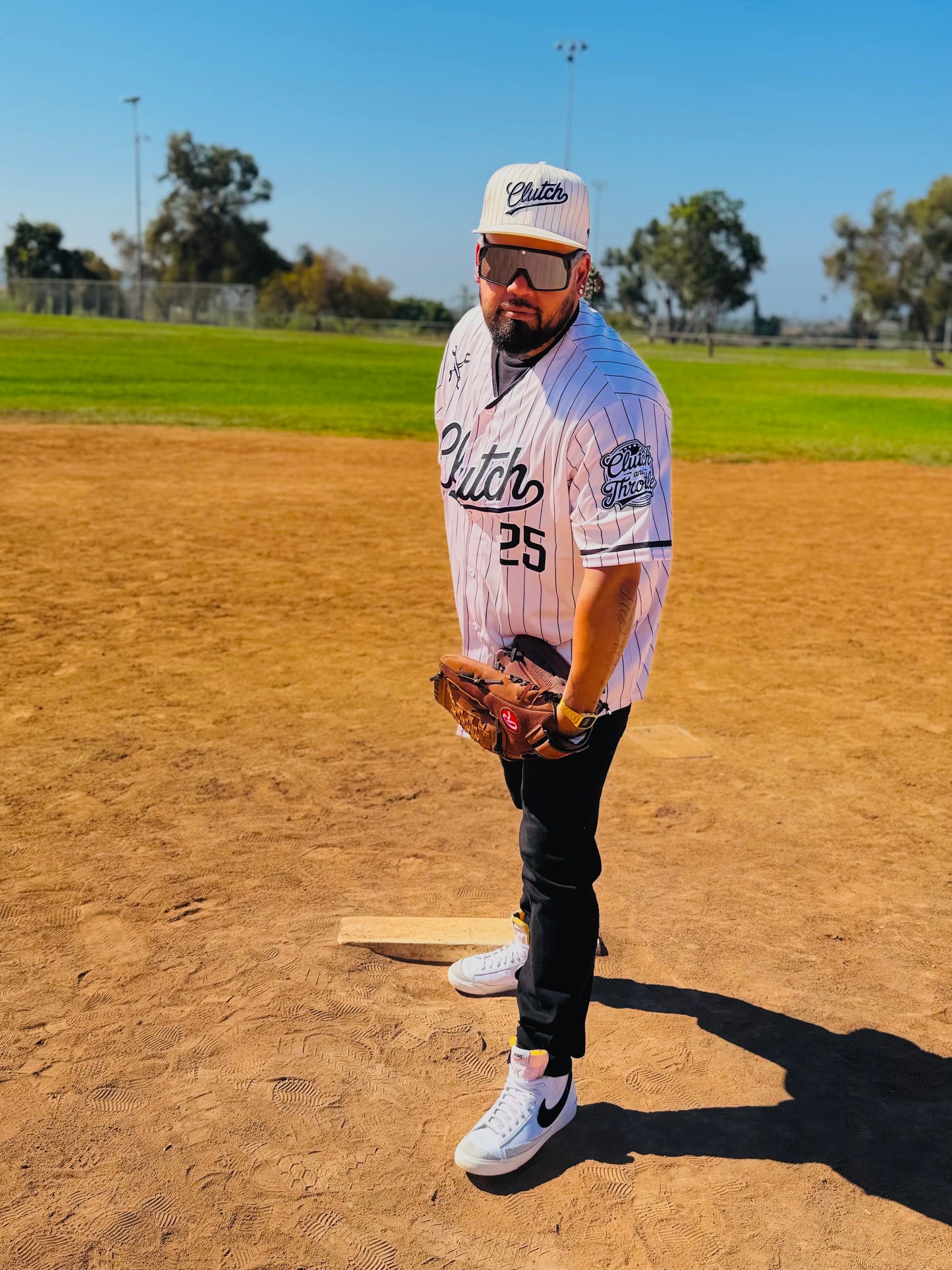 The OG Slugger Pinstriped Baseball Jersey (Off-White/Black)