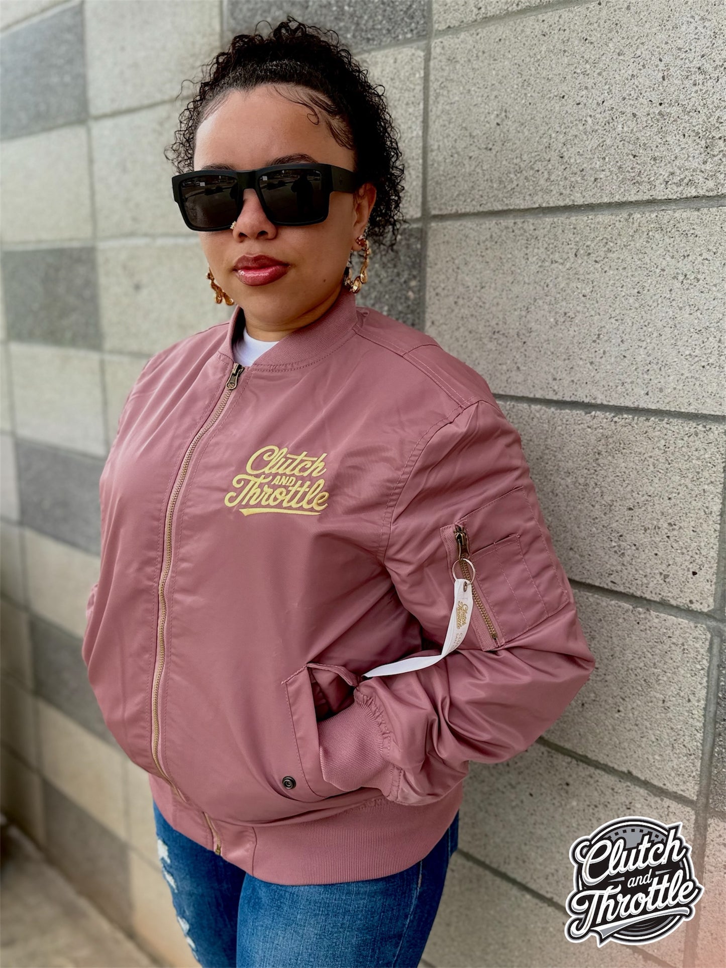 Classic Script MA-1 Bomber Jacket (Mauve)