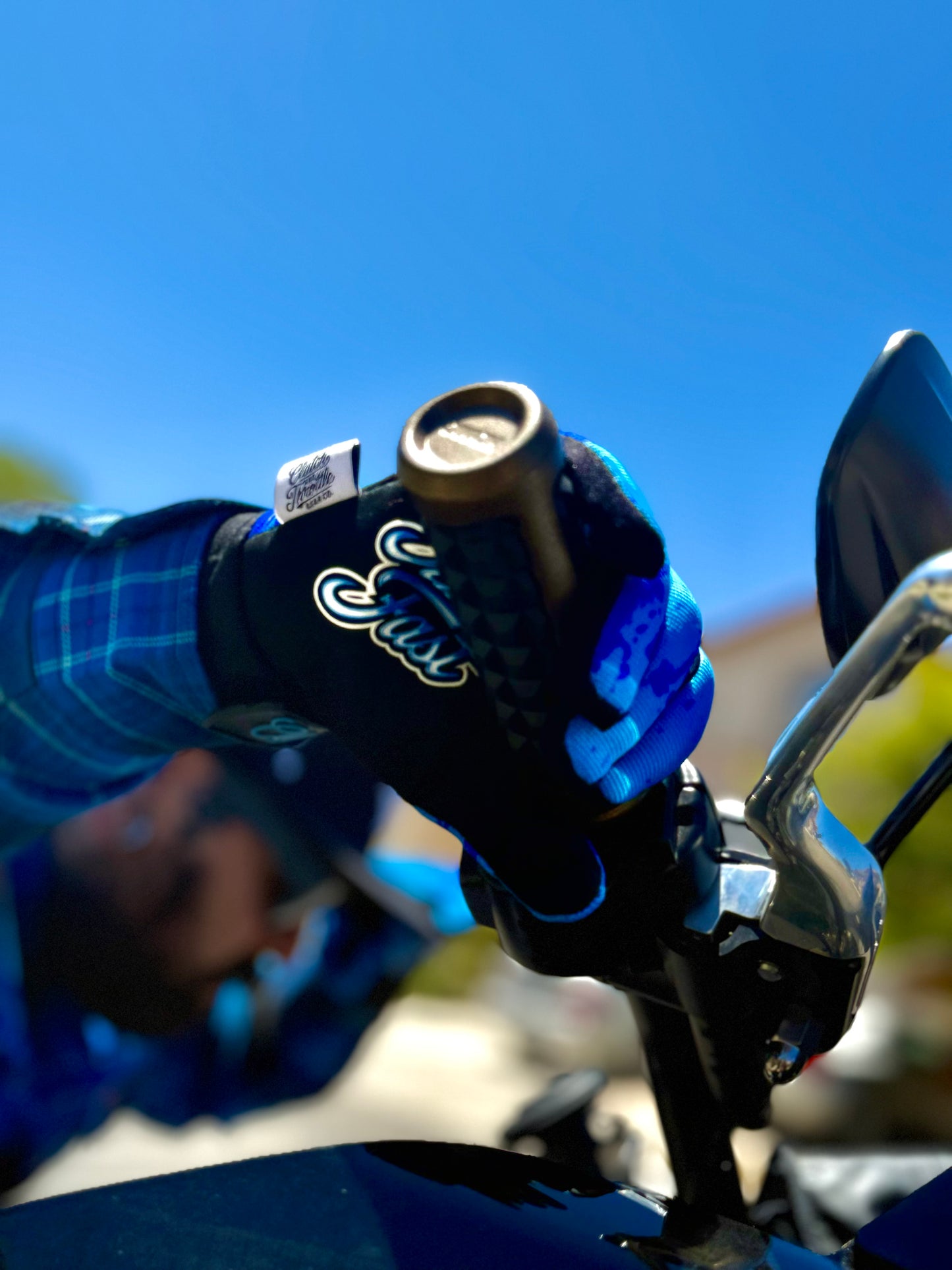 OG Crest Splatter Motorcycle Gloves (Blue)