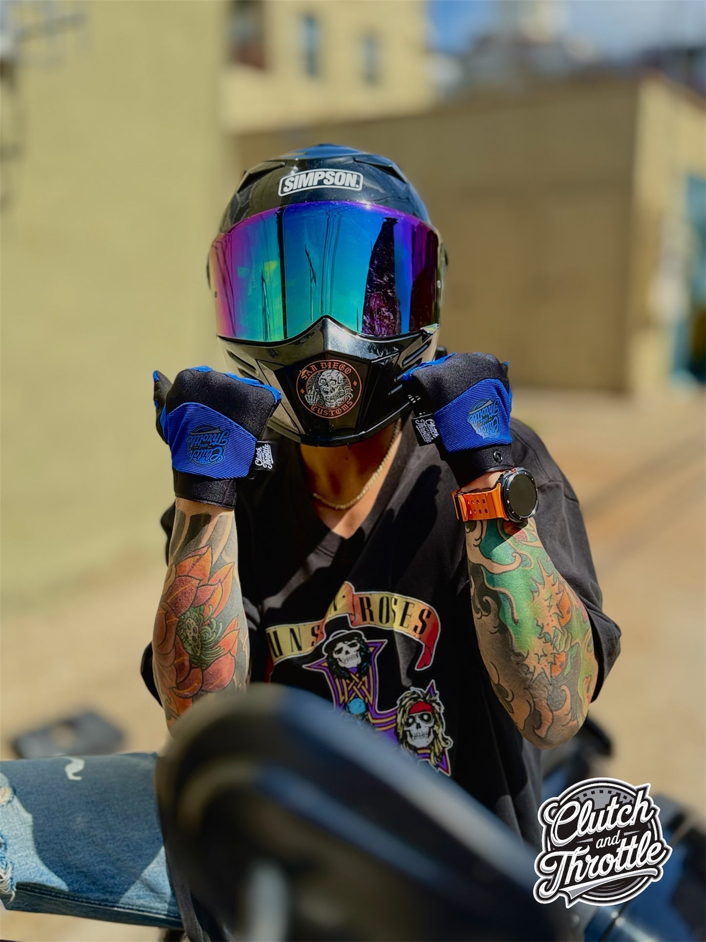 OG Crest Motorcycle Gloves (Blue)