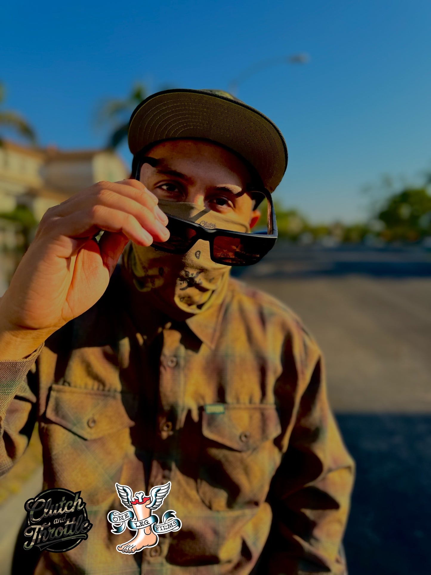 One Leg Films Paisley Neck Gaiter (Camel/OD Green)