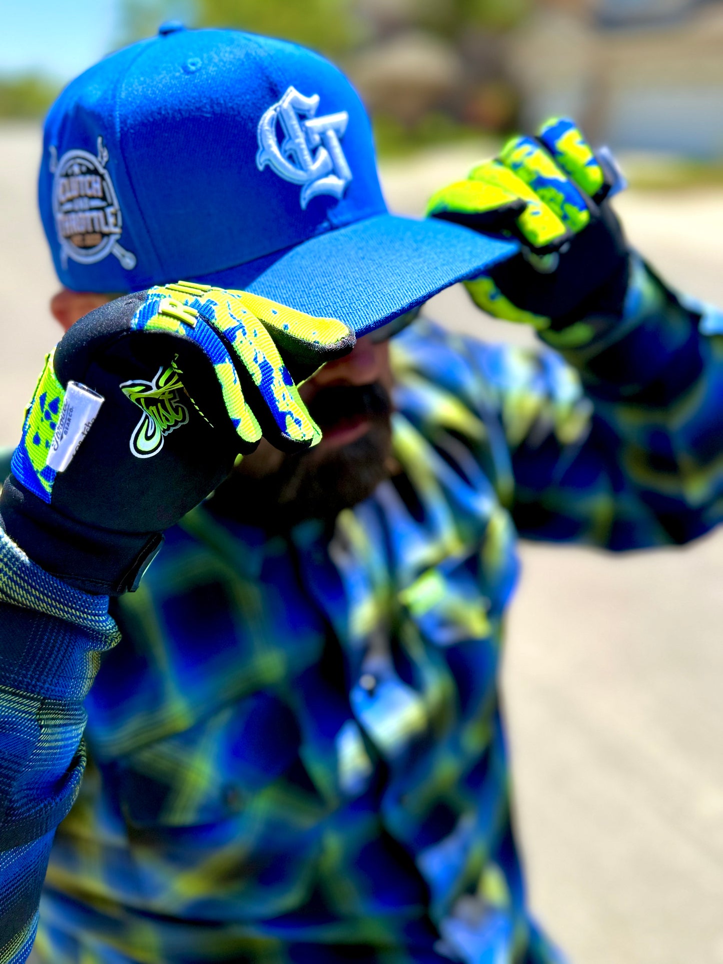 OG Crest Splatter Motorcycle Gloves (Yellow)