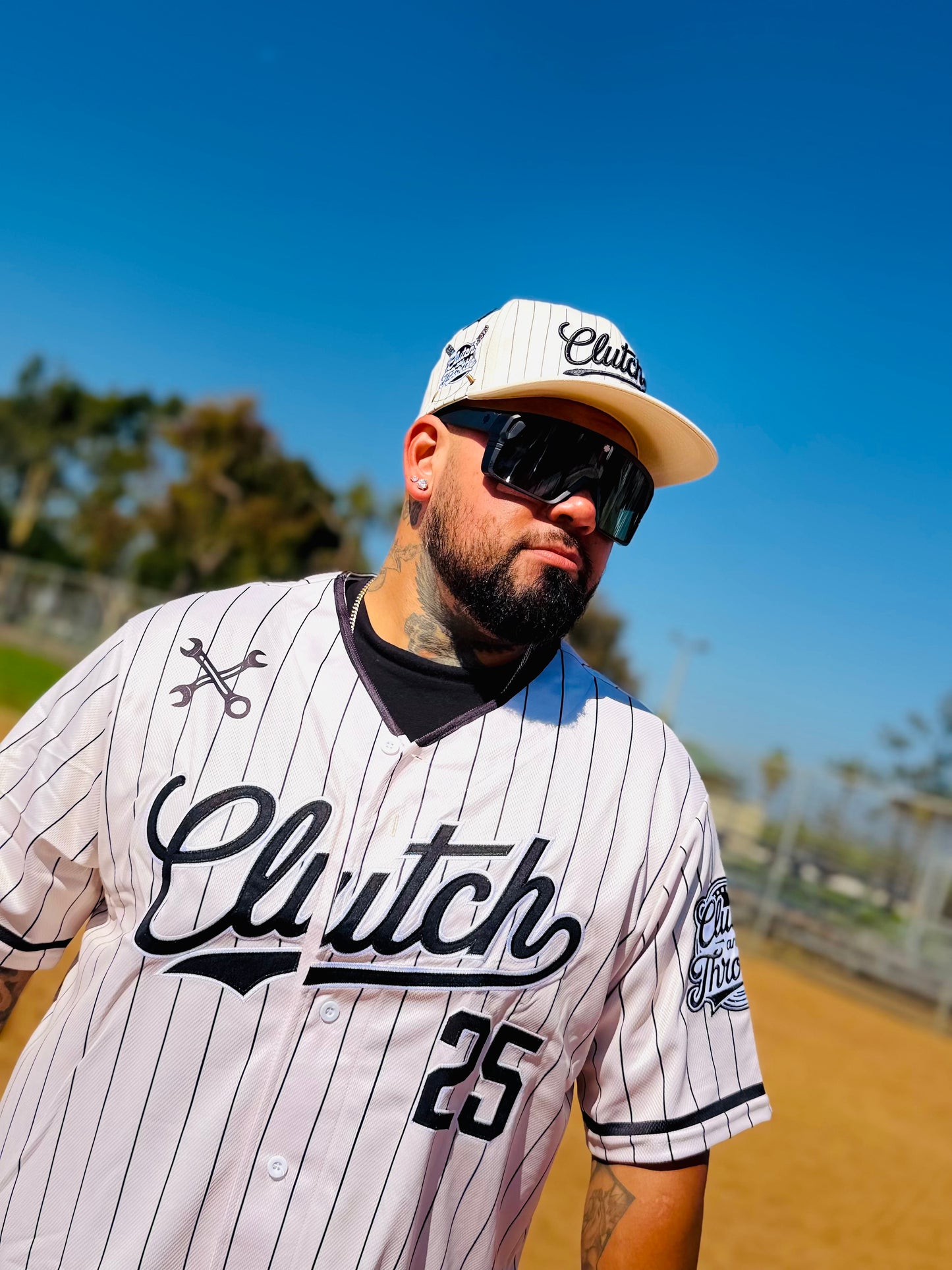 The OG Slugger Pinstriped Baseball Jersey (Off-White/Black)