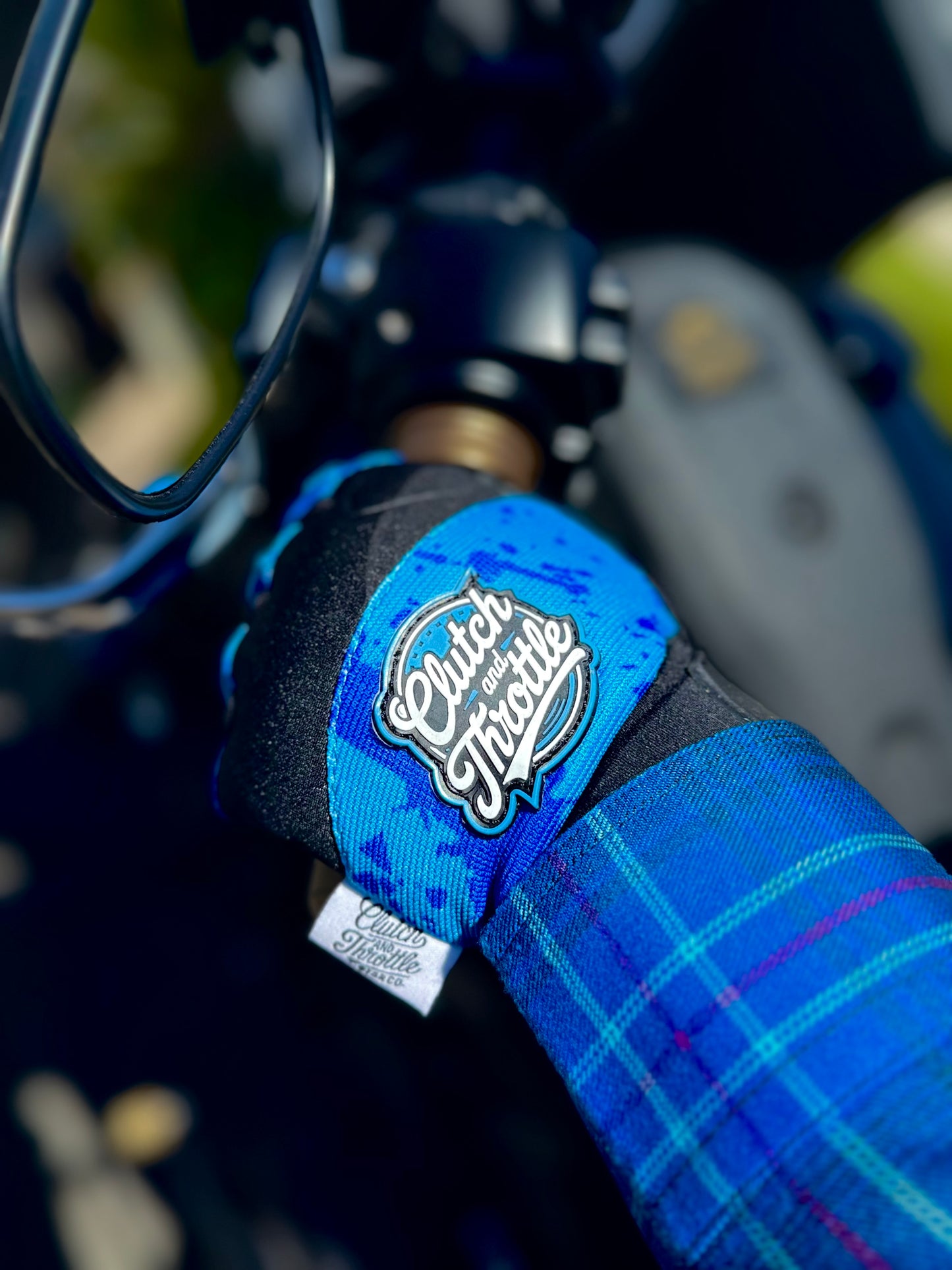 OG Crest Splatter Motorcycle Gloves (Blue)