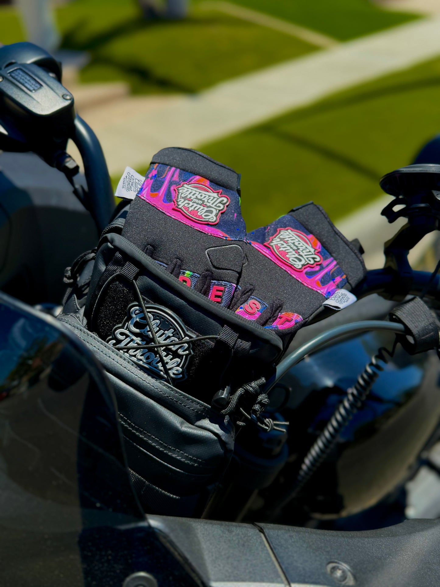 OG Crest Splatter Motorcycle Gloves (Pink)