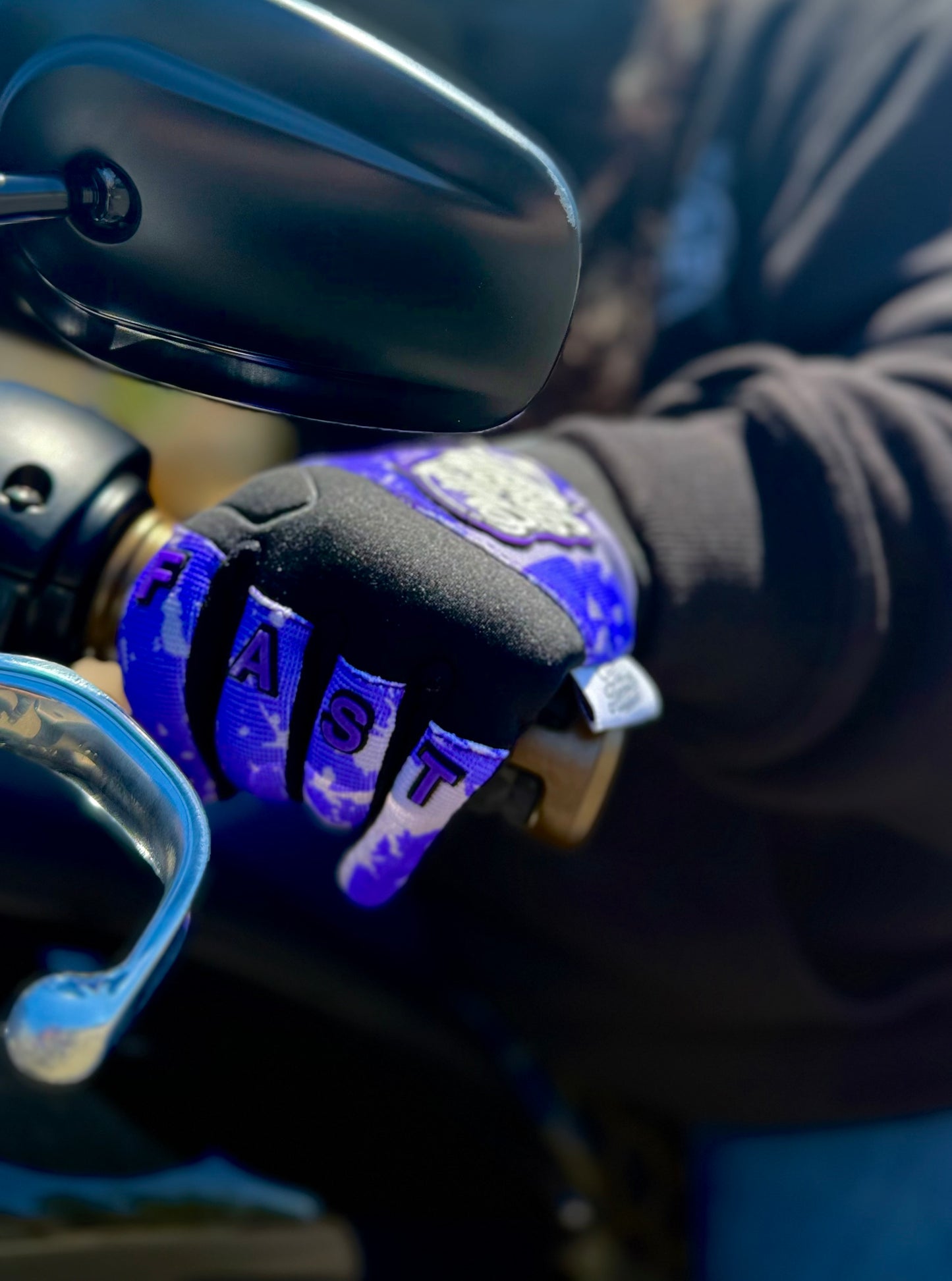 OG Crest Splatter Motorcycle Gloves (Purple)