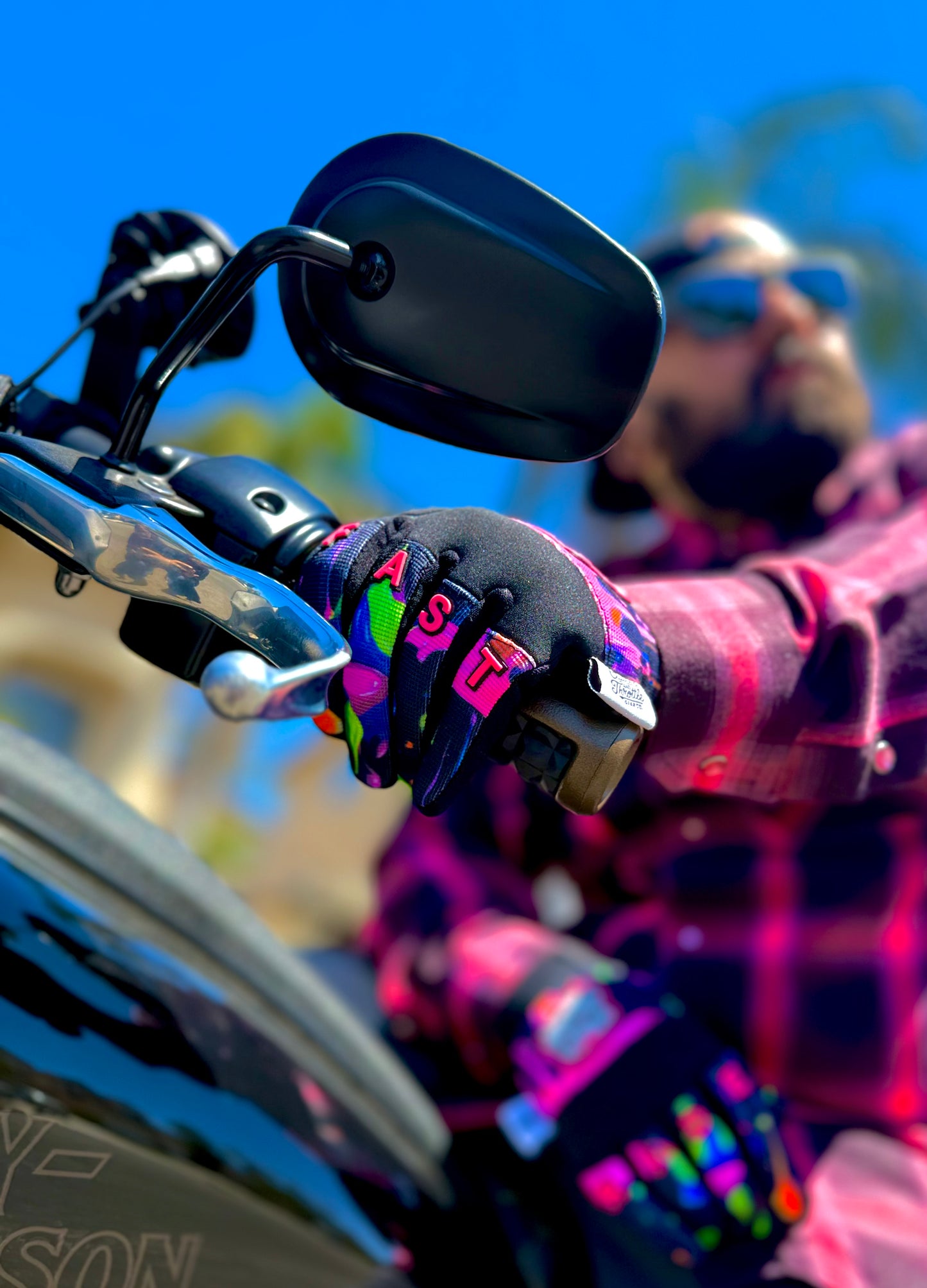 OG Crest Splatter Motorcycle Gloves (Pink)