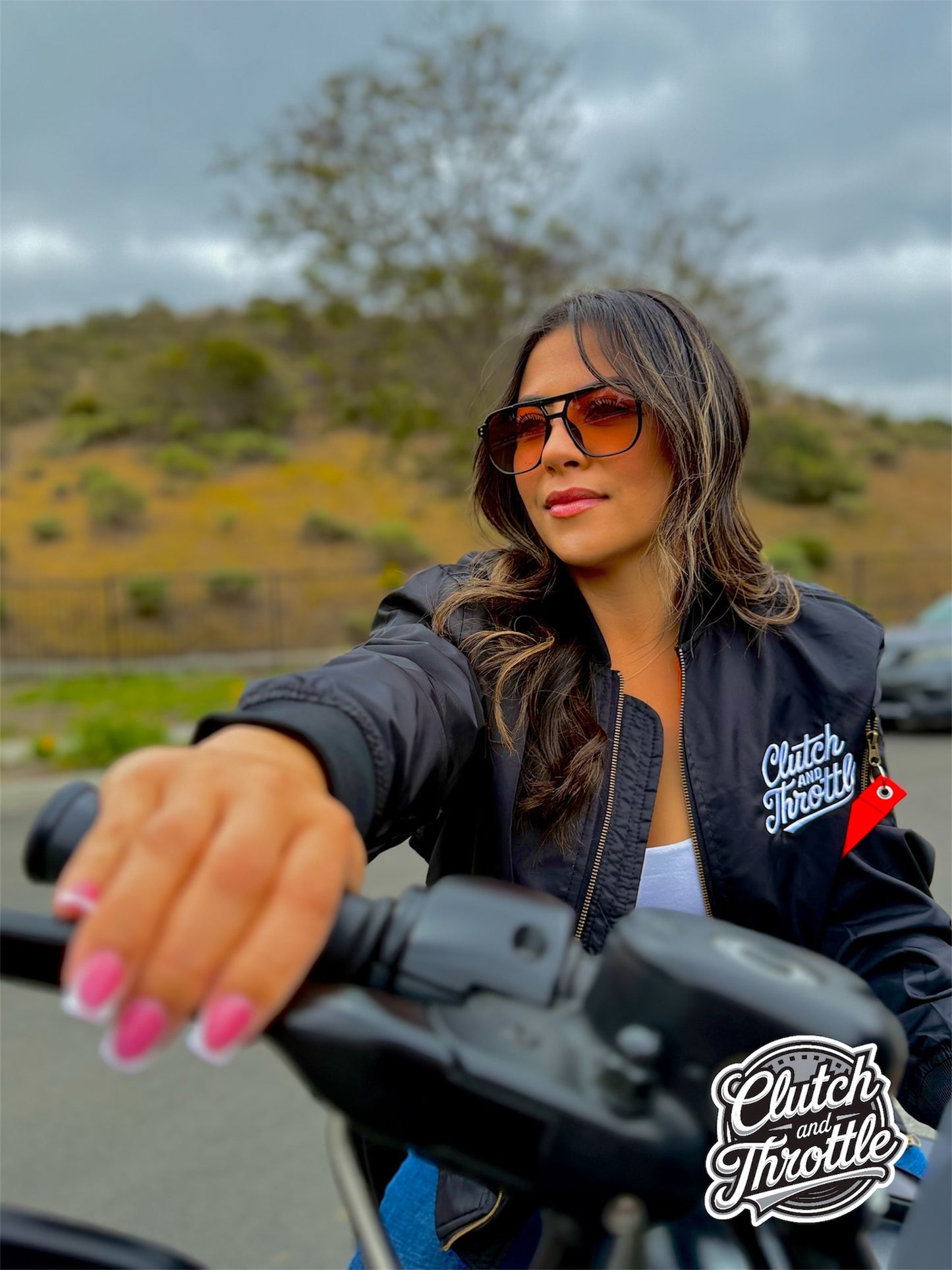 Classic Script MA-1 Bomber Jacket in black for riding motorcycles in style