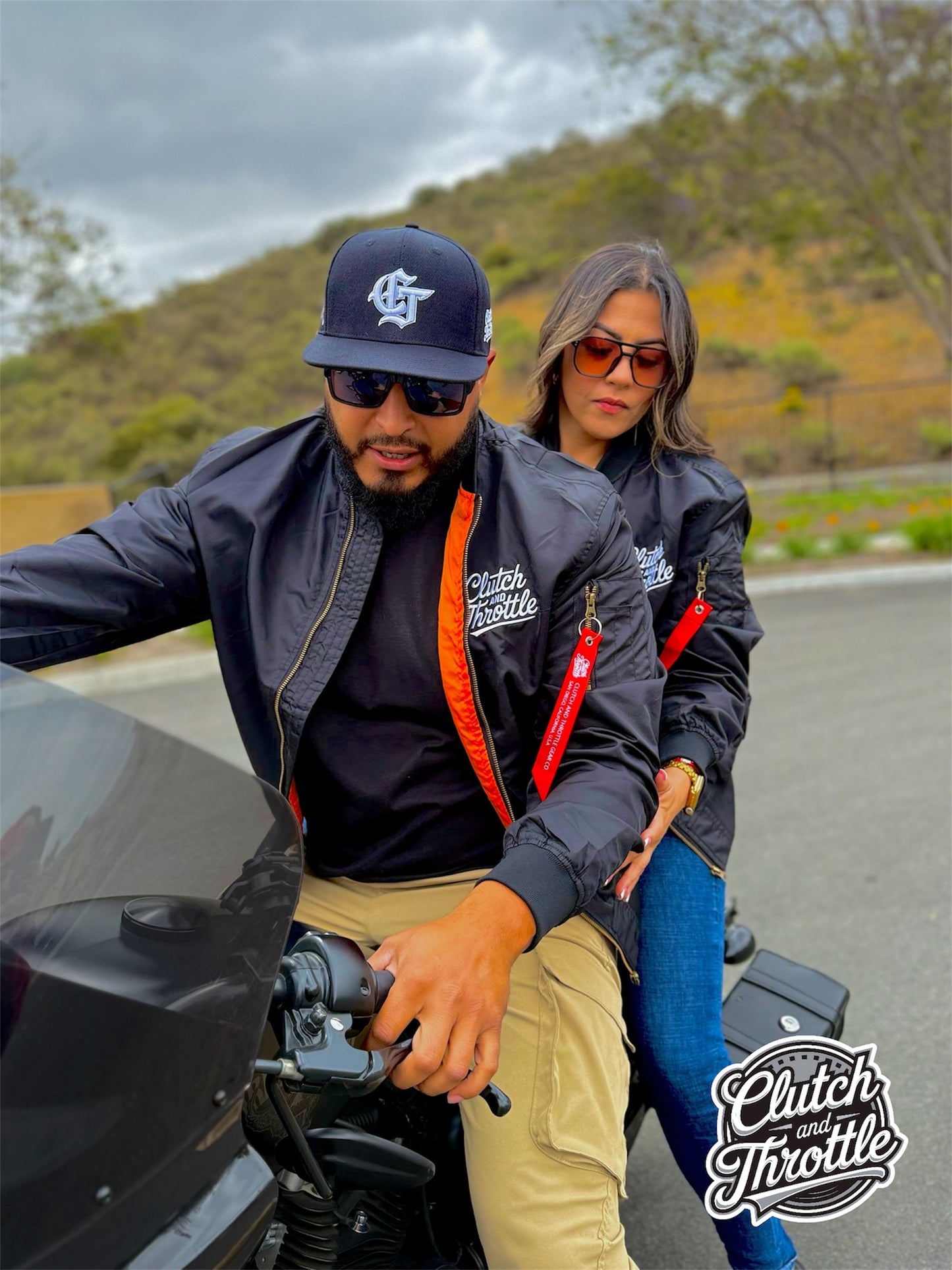 Classic Script MA-1 Bomber Jacket in black for riding motorcycles in style