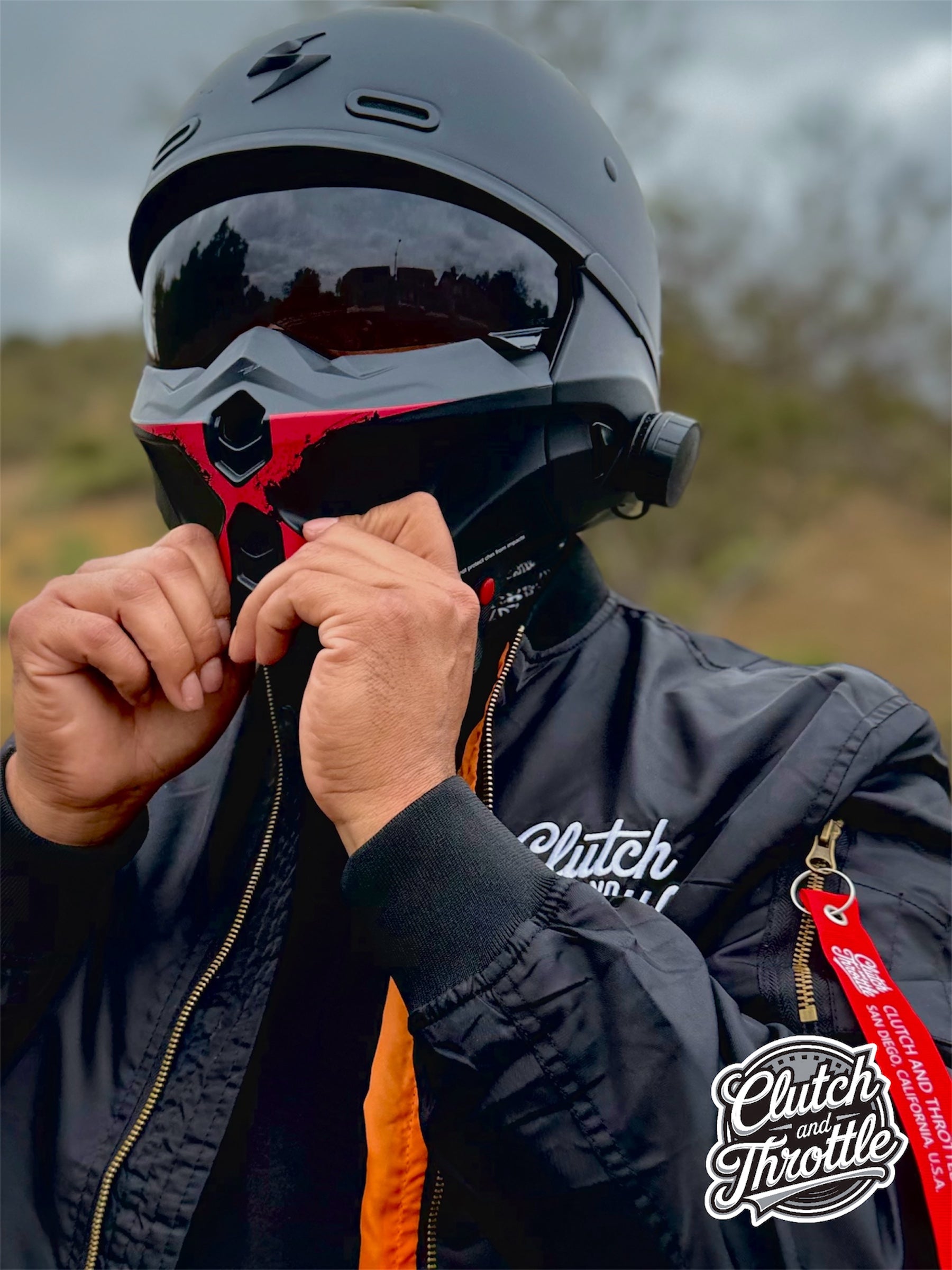 Classic Script MA-1 Bomber Jacket in black for riding motorcycles in style