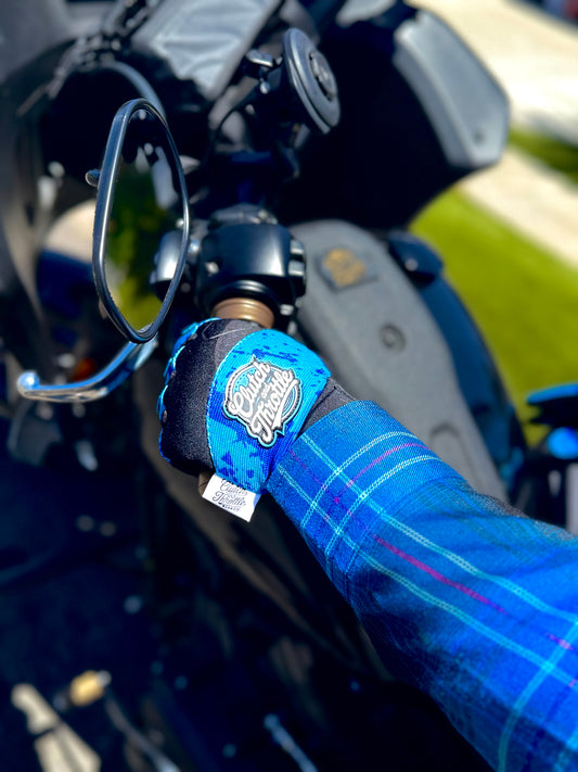 OG Crest Splatter Motorcycle Gloves (Blue)