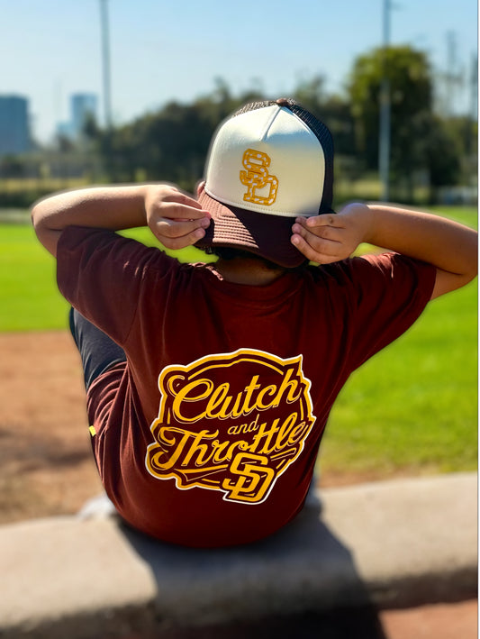 Youth OG Crest SD Brown T-Shirt (Brown/Yellow))