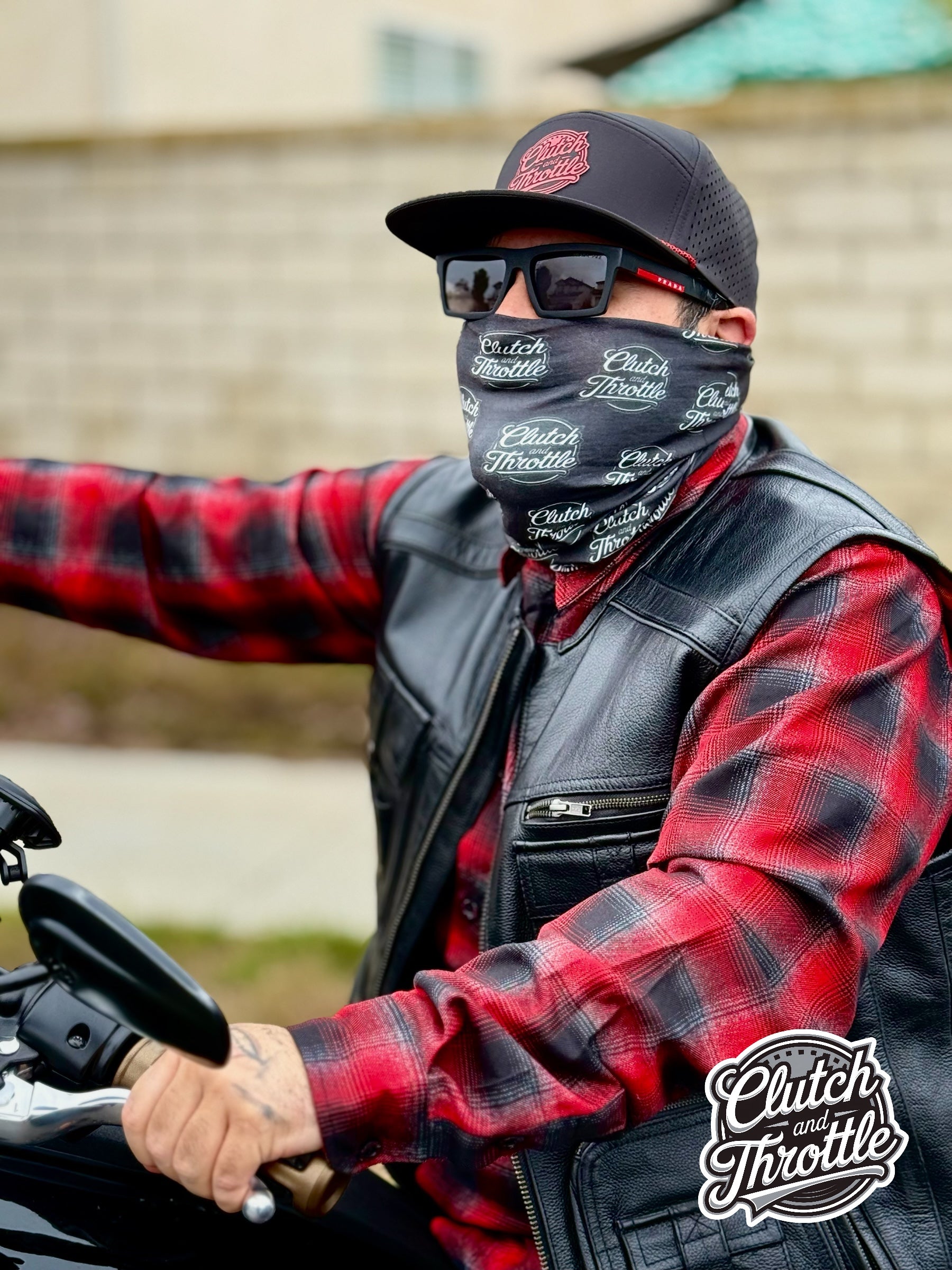 Protect your face with our Black OG Crest neck gaiter. This is the perfect face covering when riding with a half-shell and shades!
