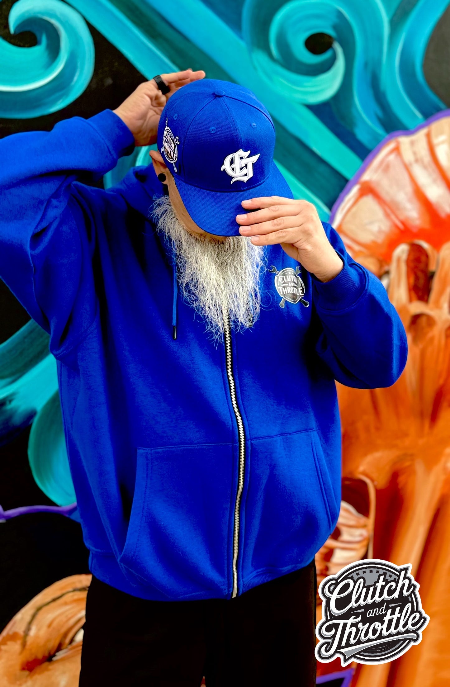 Wrench Crest Zip-up Hoodie (Royal Blue)