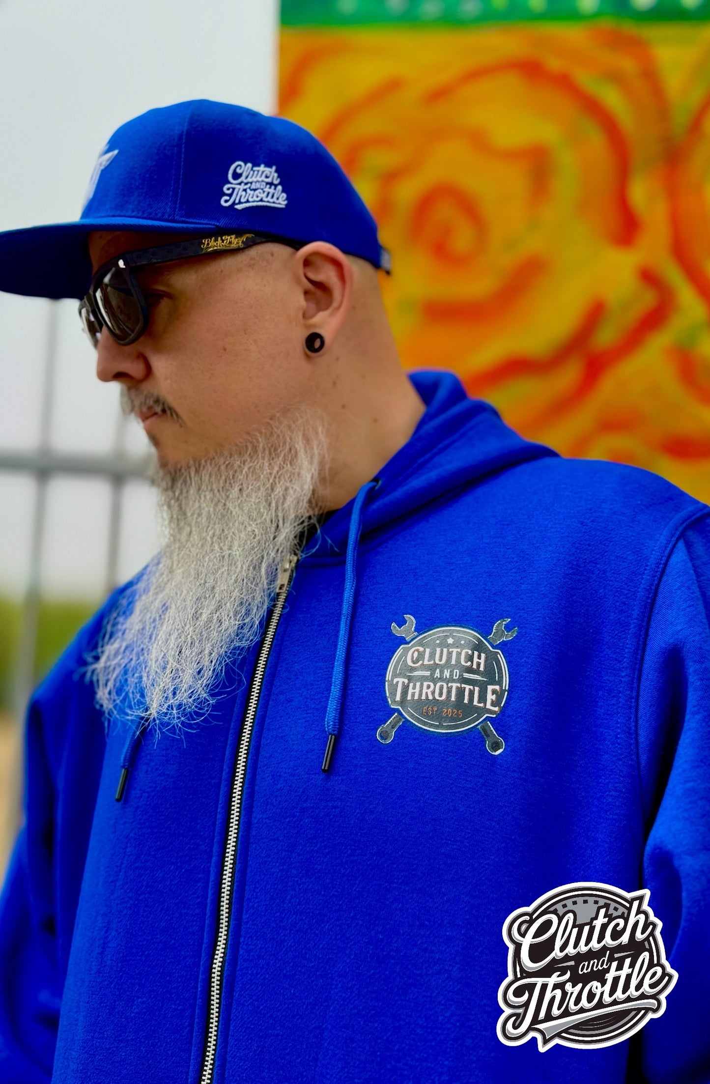 Wrench Crest Zip-up Hoodie (Royal Blue)