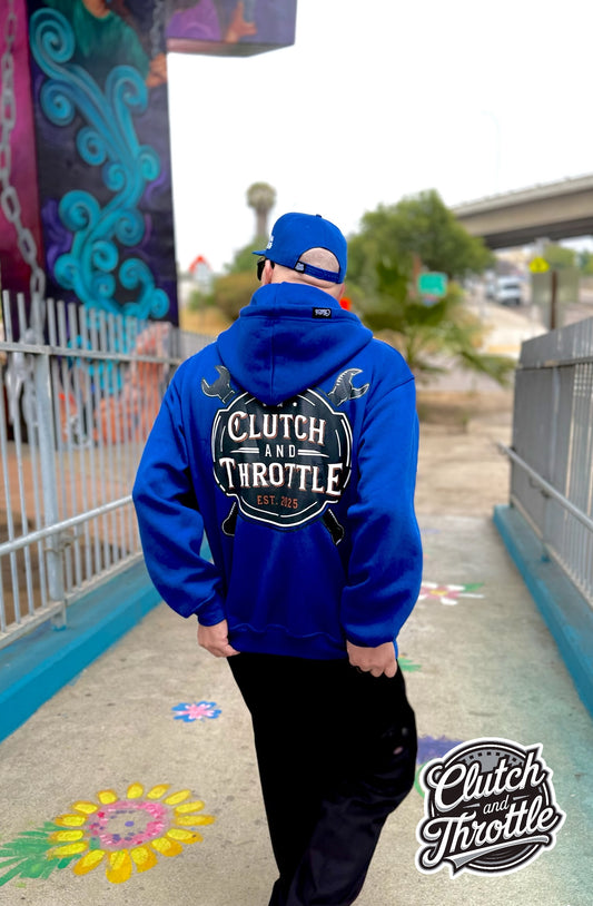 Wrench Crest Zip-up Hoodie (Royal Blue)