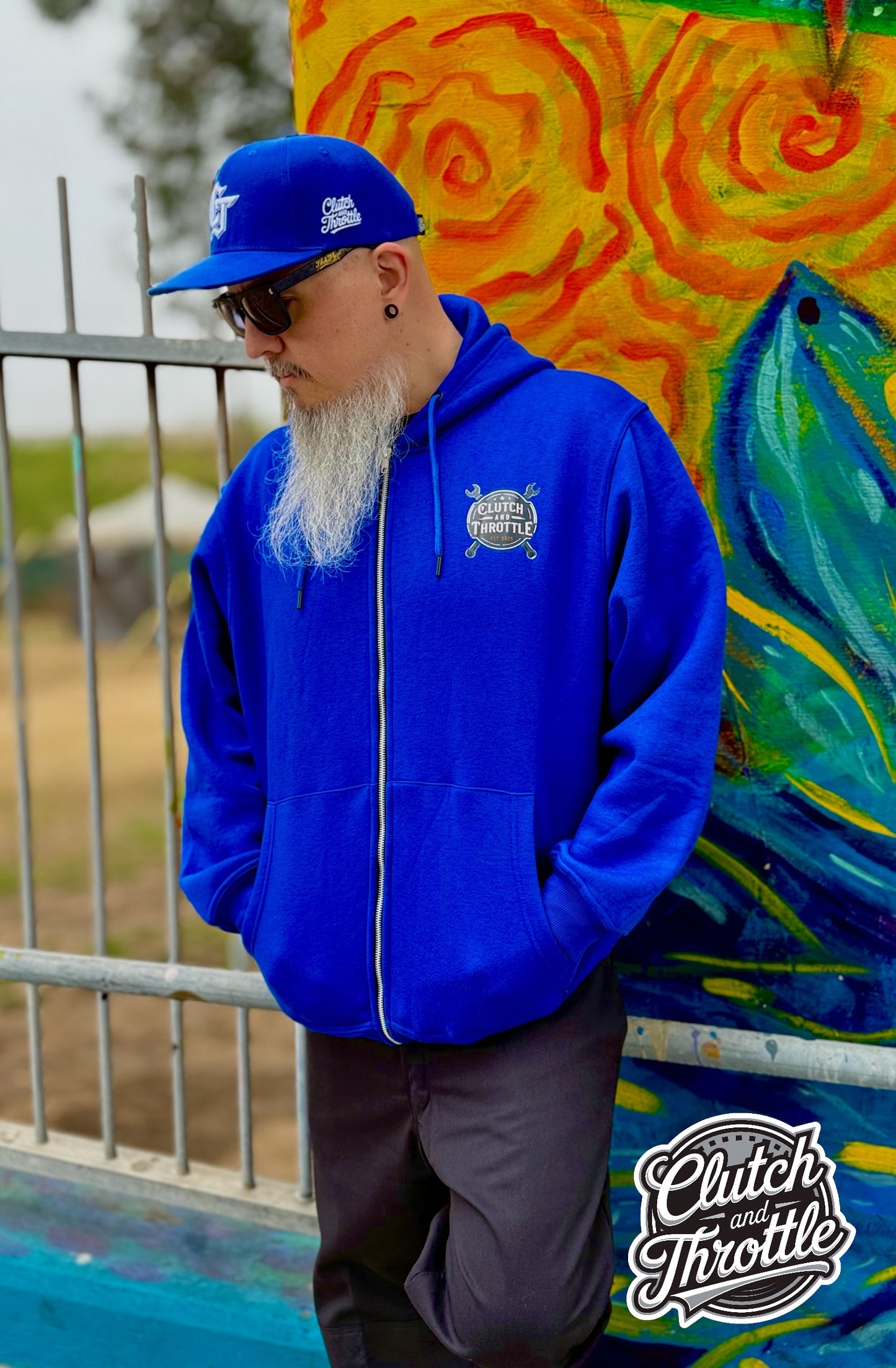 Wrench Crest Zip-up Hoodie (Royal Blue)