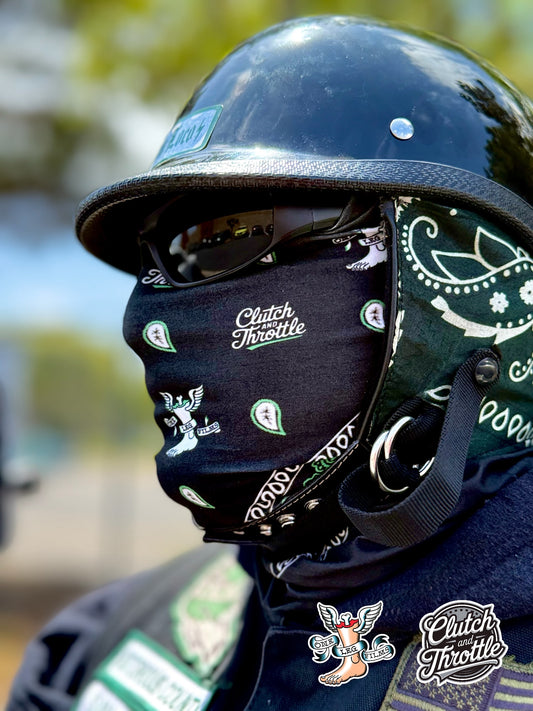 One Leg Films Paisley Neck Gaiter (Black/Green)