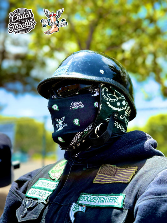 One Leg Films Paisley Neck Gaiter (Black/Green)