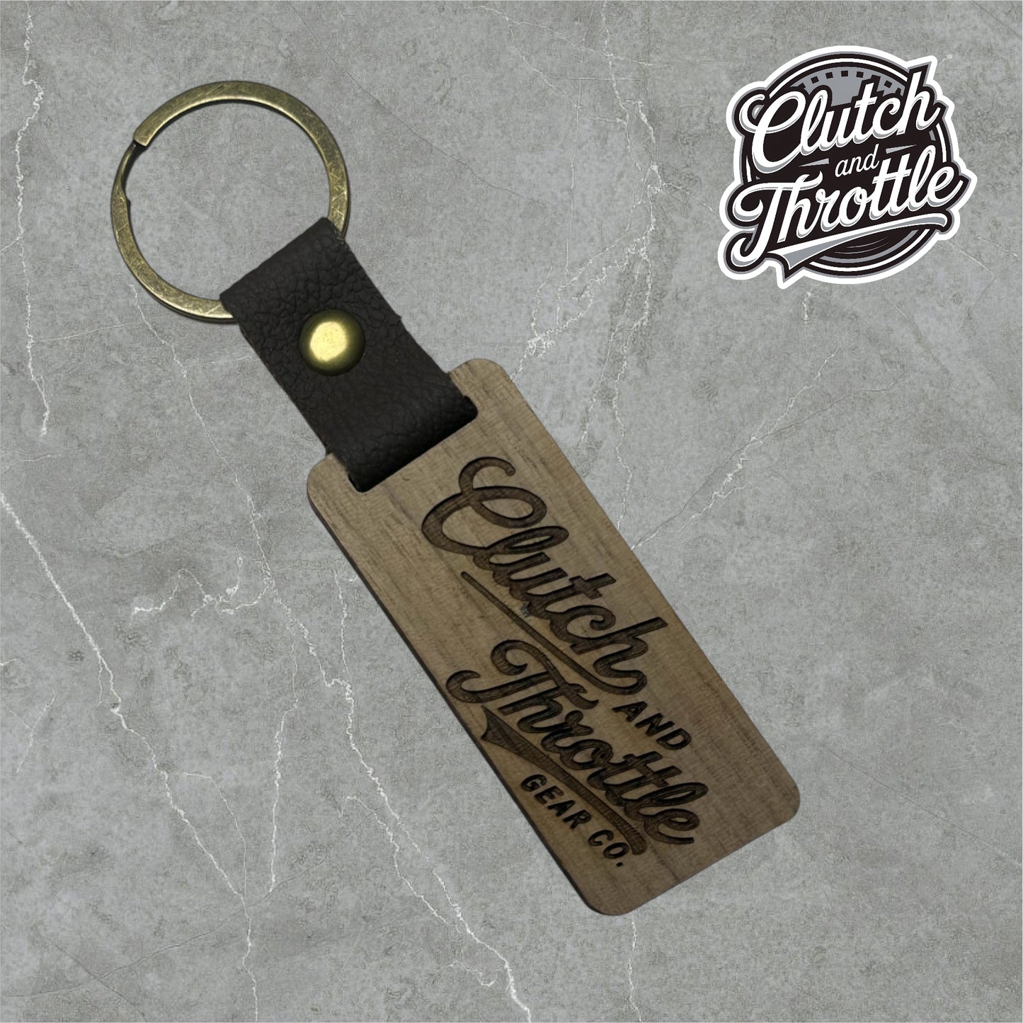 Modern Script Wooden Keychain