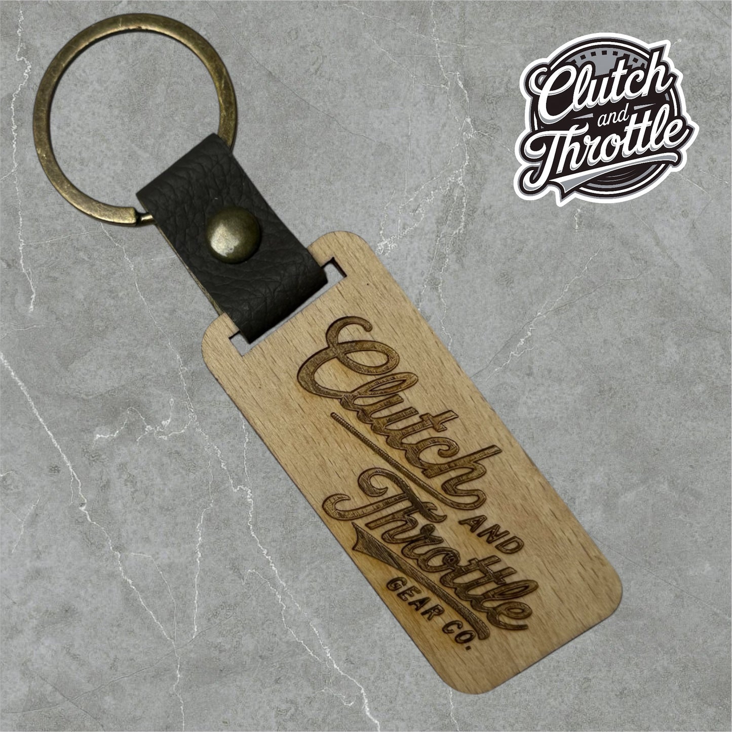 Modern Script Wooden Keychain