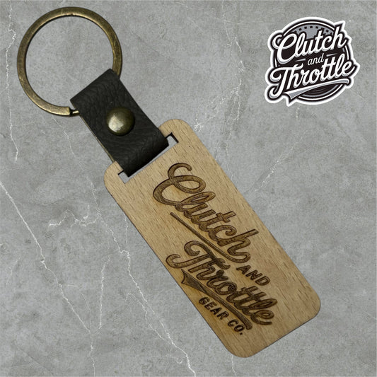 Modern Script Wooden Keychain