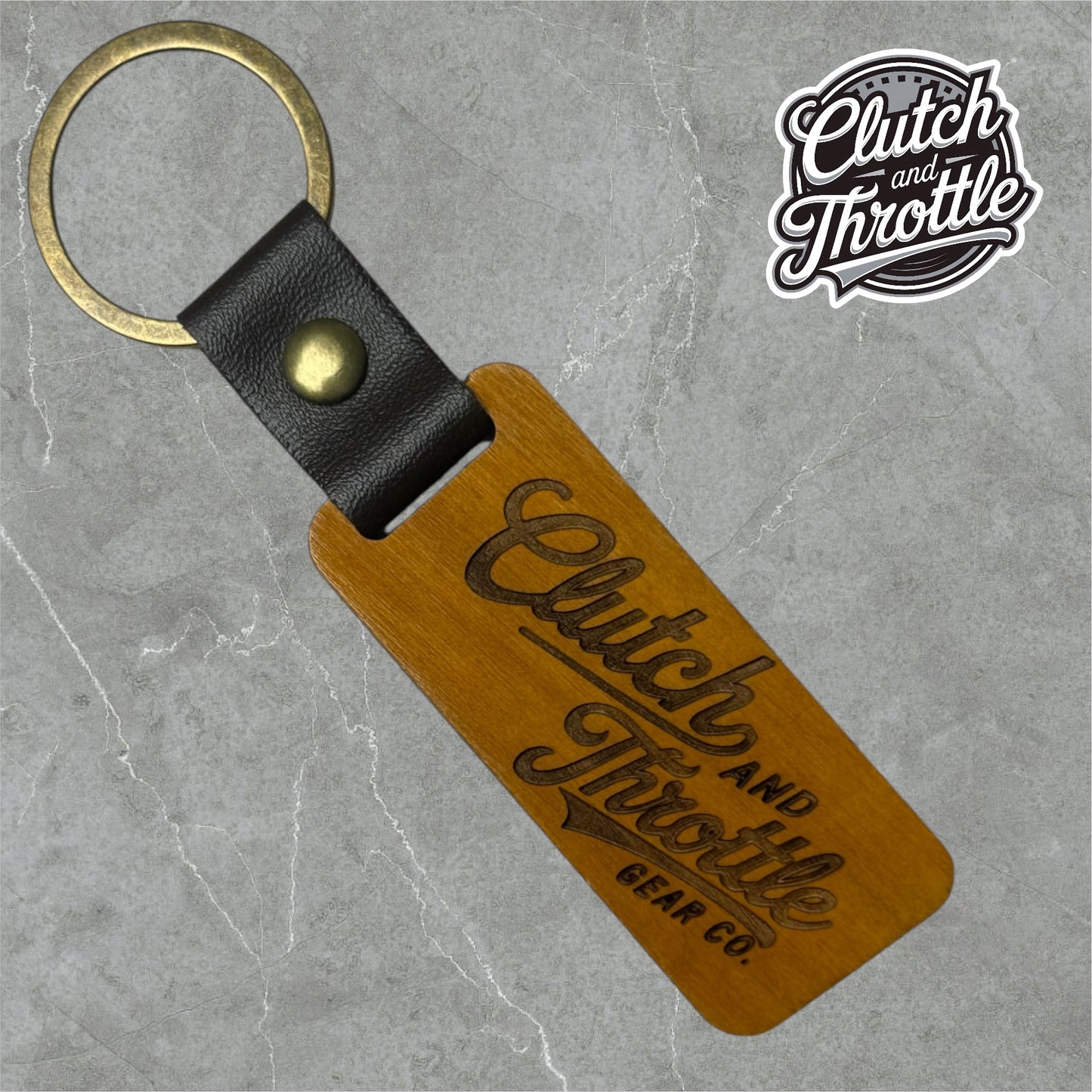 Modern Script Wooden Keychain